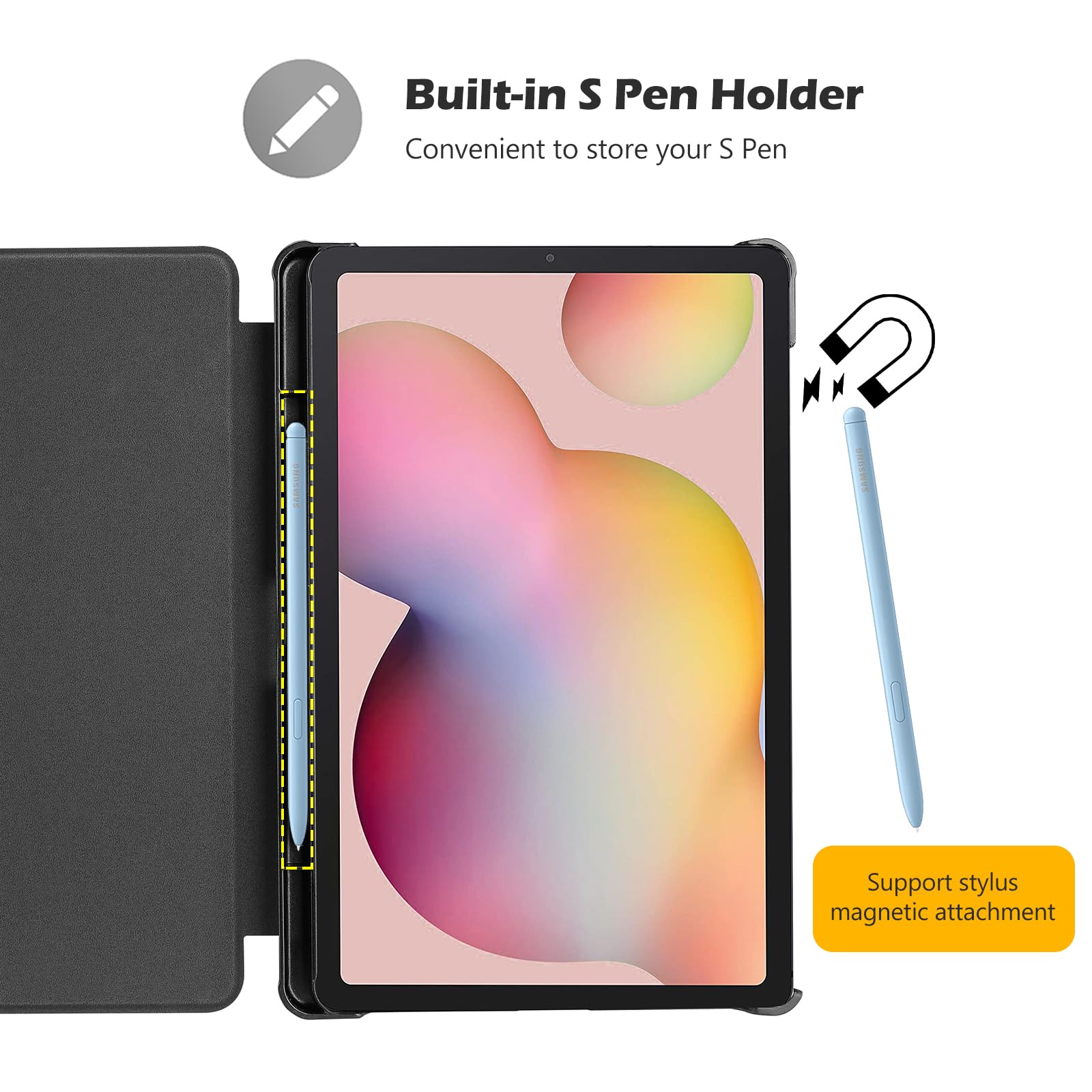 Procase For Galaxy Tab S6 Lite 10.4    2024 2022 2020 With S Pen Holder, Slim Stand Folio Case Smart Cover For Galaxy Tab S6 Lit