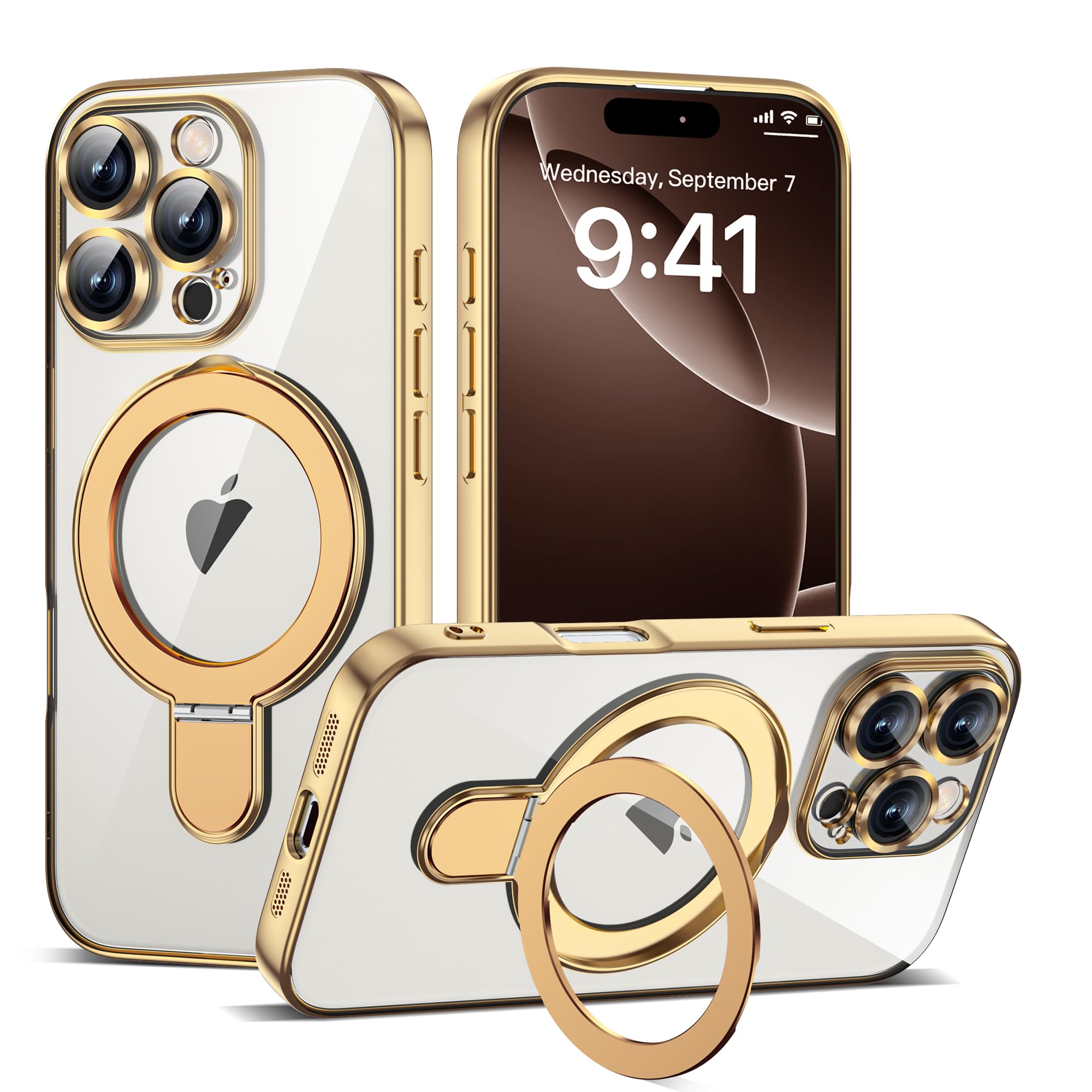 ETPESOK Compatible with iPhone 16 Pro Case with Invisible Magnetic Ring Stand [Compatible with Mag-Safe] [Full Camera Lens Prote