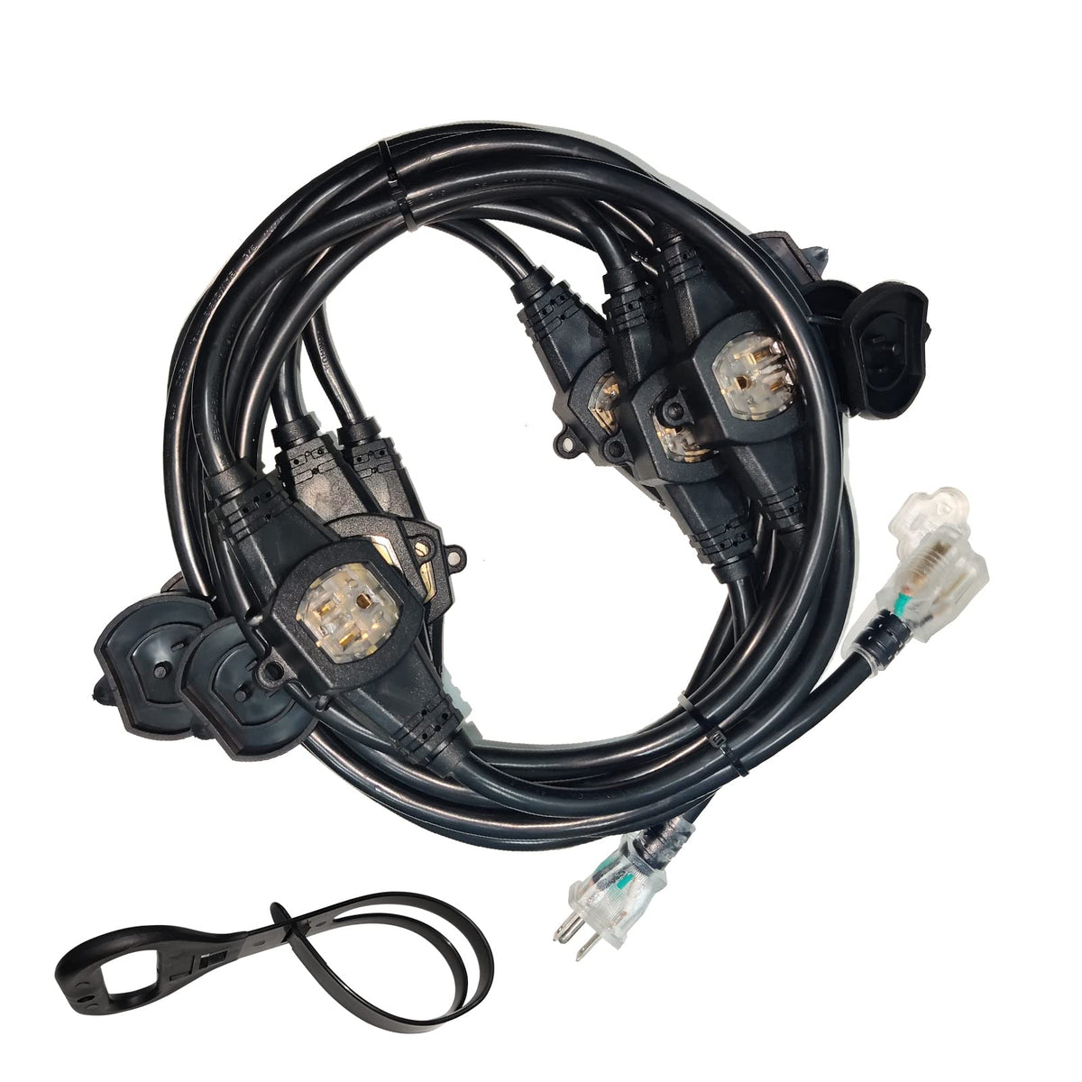 25Ft Power Extension Cord   3 Prong, 12 Gauge Sjtw 5 15R Cable   Male Plug To Female Connector, 7 Outlet, Ul Certified