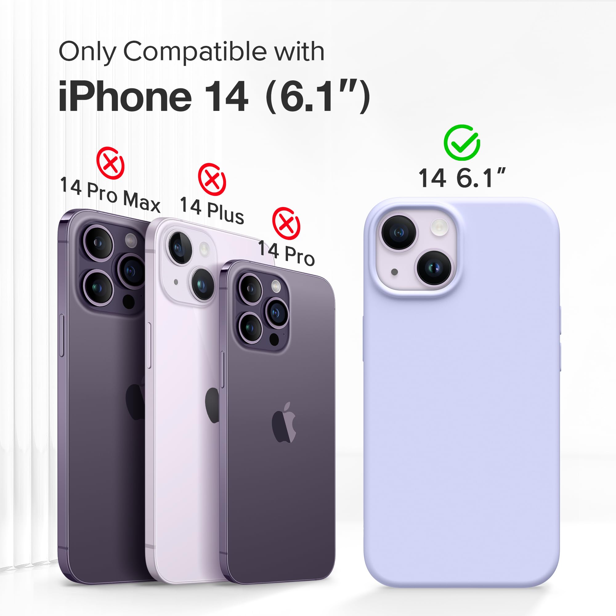 Gonez For Iphone 14 Case Silicone, With 2X Screen Protector + 2X Camera Lens Protector, [Soft Anti Scratch Microfiber Lining], L