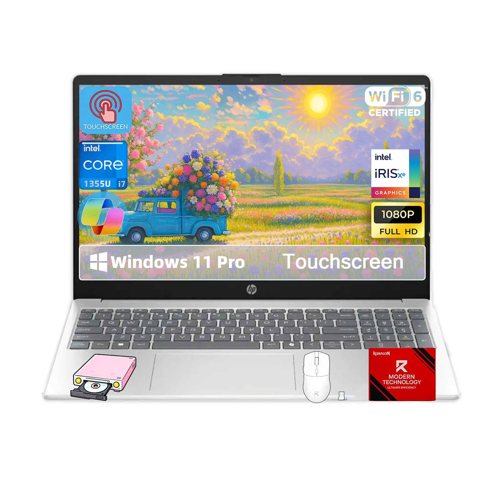 HP 15.6-inch Touchscreen Laptop for Business and Students - Intel 13th Gen i7-1355U (up to 5 GHz), 32GB RAM, 1TB SSD, FHD IPS To