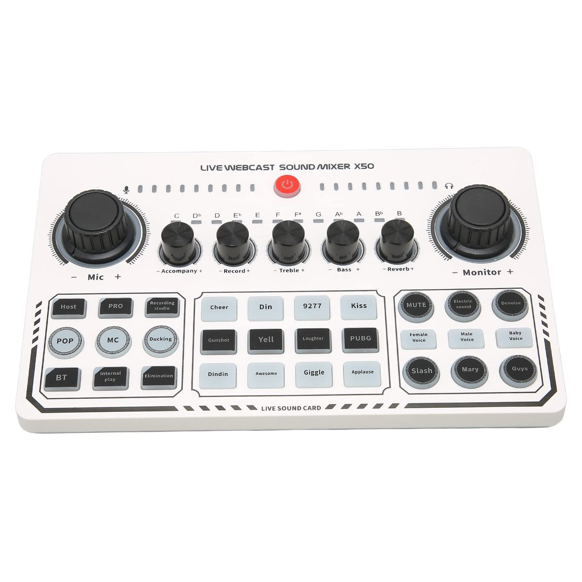 Professional Audio Mixer, Podcast Equipment Bundle, Usb External Sound Card With 12 Warm Up Sound Effects, Live Sound Card And A