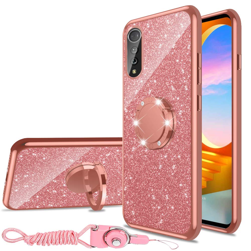 Nancheng For Lg Velvet 5G Case (Lm G900), Lg Velvet 5G Uw Case Glitter Luxury Sparkles Tpu Slim Cute For Women Girls With Kickst