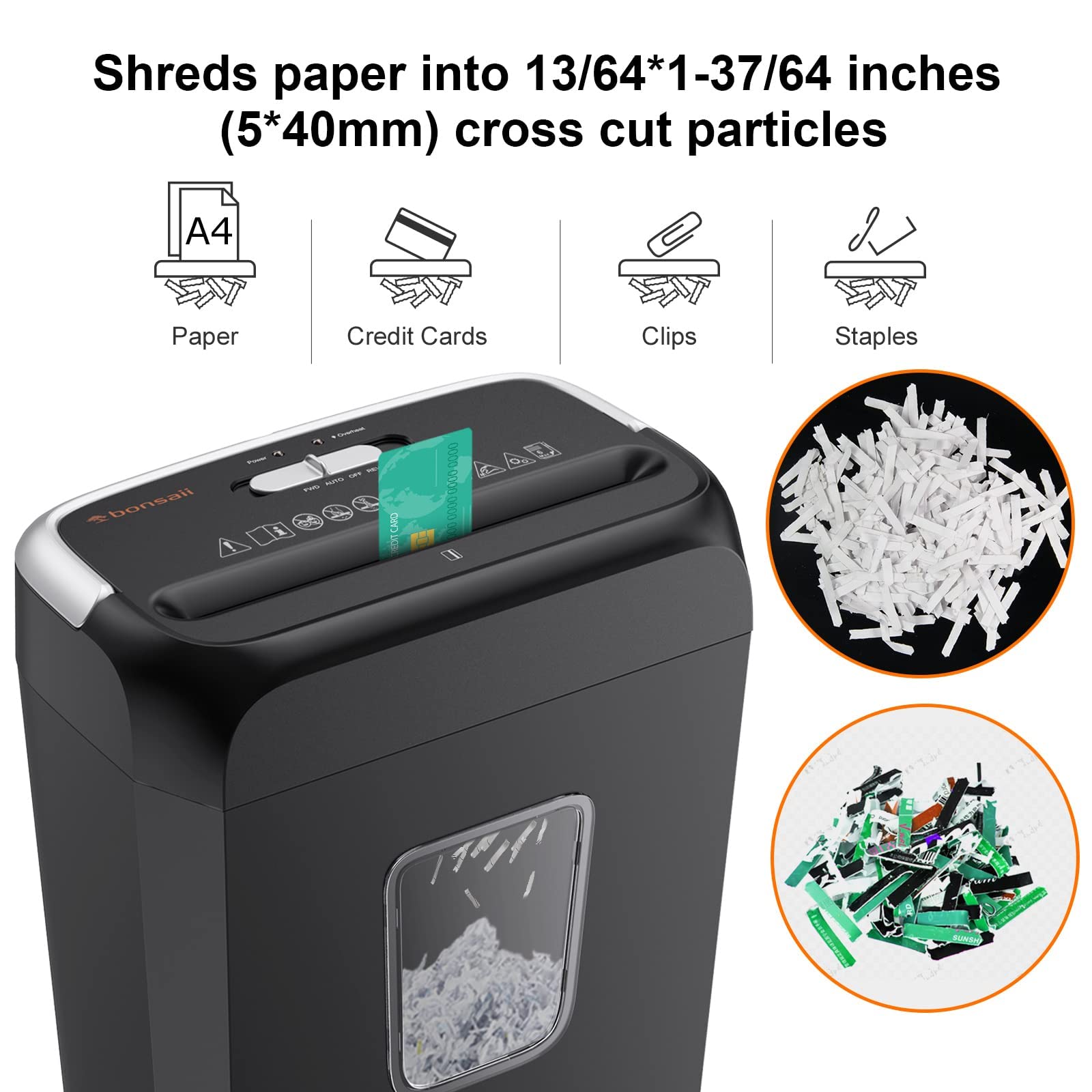 Bonsaii Paper Shredder, 5 6 Sheet Crosscut Shredder For Home Use, 3.4 Gals Wastebasket
