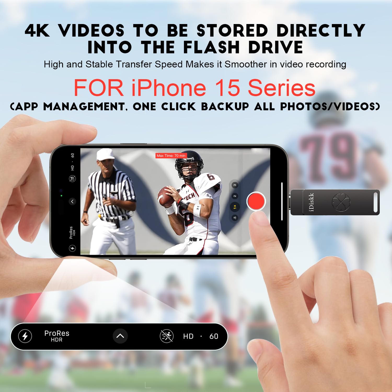 Idiskk 1Tb Iphone 15 Super Fast Solid State Flash Drive Photo Stick For Iphone 15 Plus/15 Pro/15 Pro Max,Usb C Ipad, Macbook,Laptops,Android Phones And Windows Computer, Up To 1000Mb/S