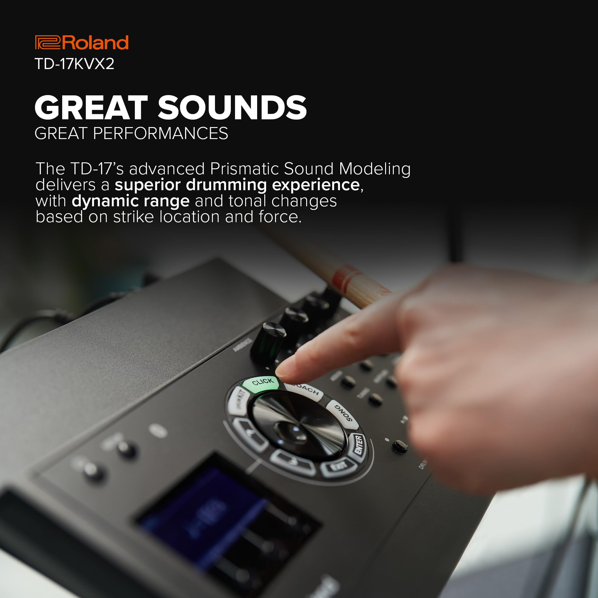 Roland V Quiet 5 Piece Electronic Crashes, Ride & Hi Hat Mounted On Acoustic Stand Td 17Kvx2 Ultimate Generation 2 Drums Kit