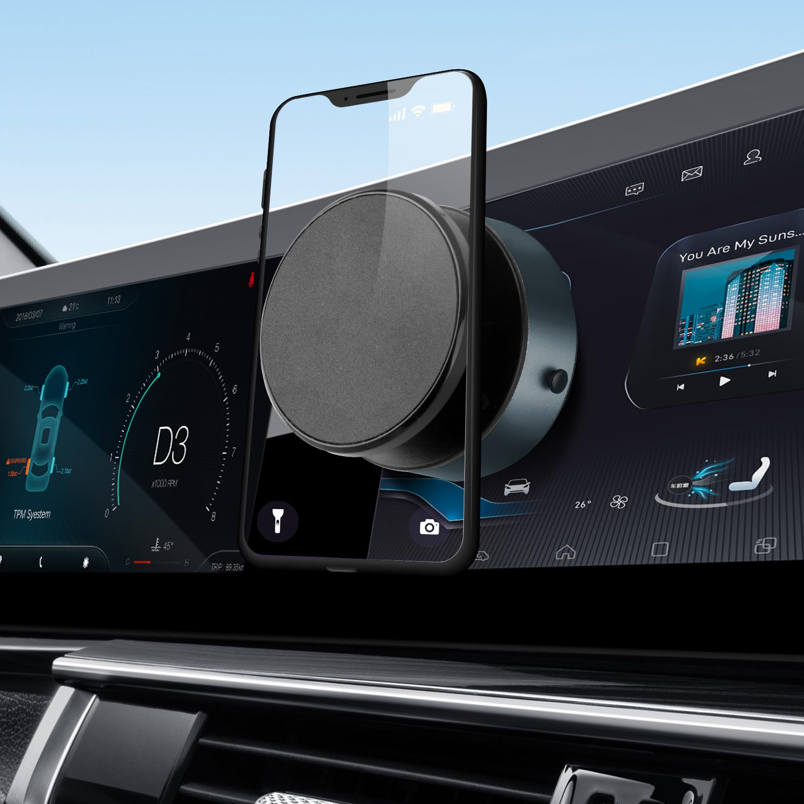 Muuto Suction Cup Phone Mount 360 Rotating Car Magnetic Phone Holder, Suction Phone Mount Windshield Dashboard Universal Suitabl