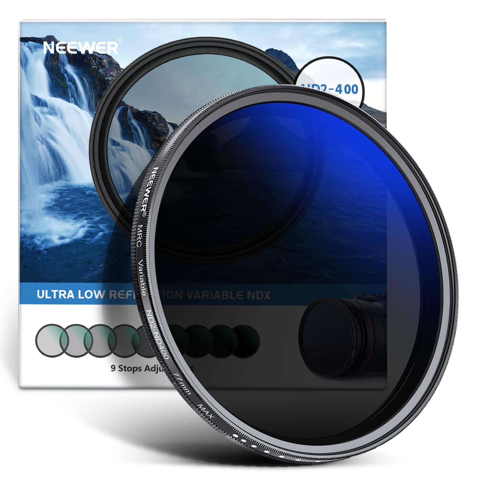 Neewer Variable Nd Filter 77 Mm Nd2 Nd400 (1 9 Stops), Neutral Density Filter, Multi Layer Coating, Water And Scratch Resistant