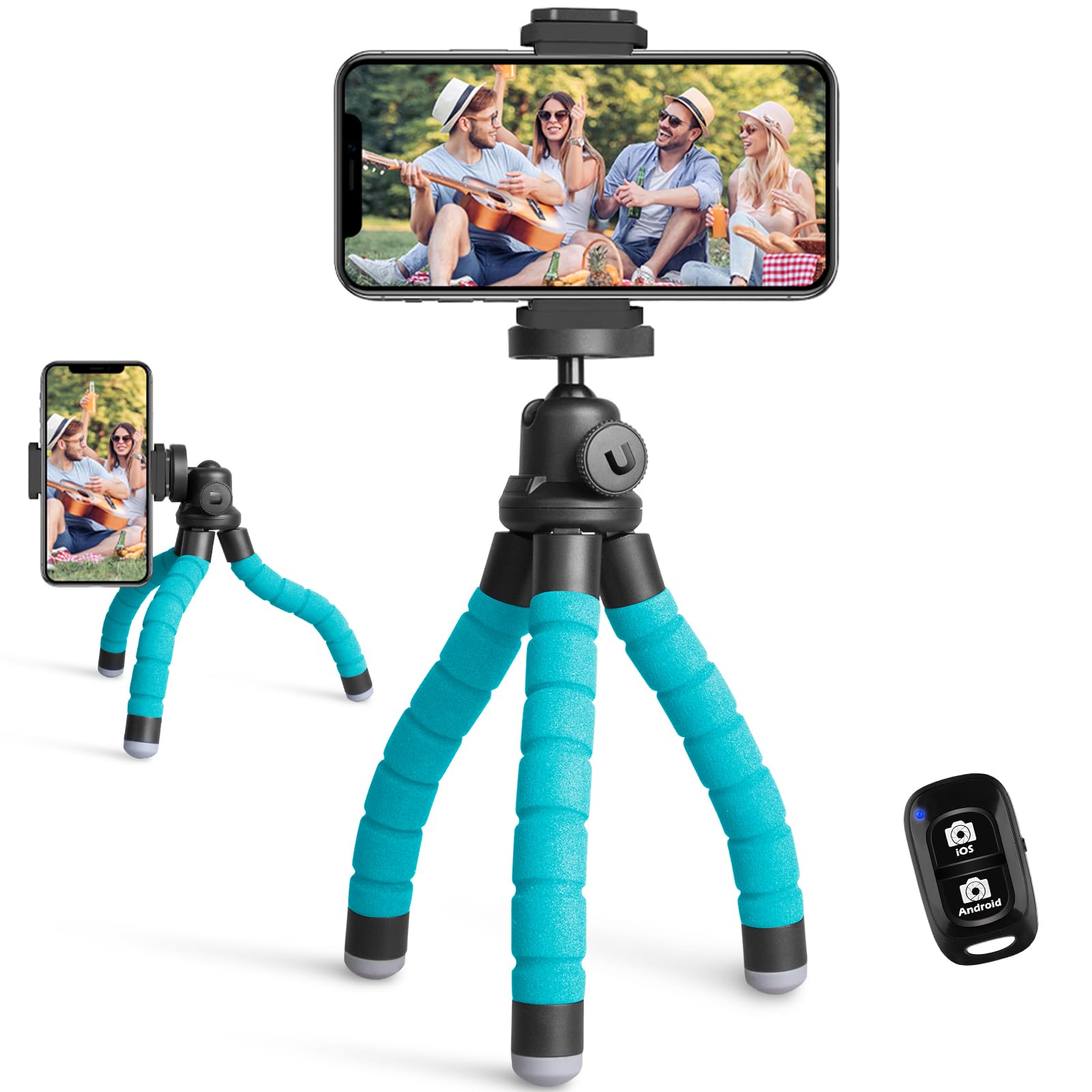 Ubeesize Phone Tripod, Portable And Flexible Tripod With Wireless Remote And Clip, Cell Phone Tripod Stand For Video Recording B