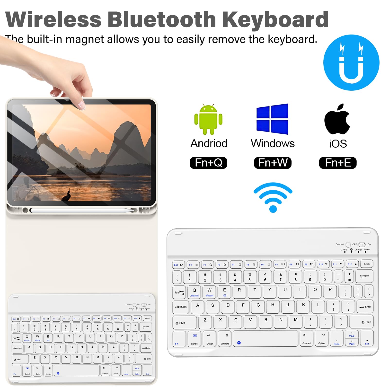 Aoub Case For Ipad Air 6Th 11 Inch M2 2024, Ipad Air 5Th/4Th Generation 10.9 Inch 2022/2020, Stand Folio Detachable Wireless Blu