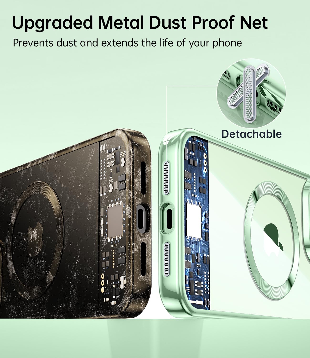 Jueshituo Magnetic Clear For 15 Case With Full Camera Protection [No.1 Strong N56 Magnets] [Military Grade Drop Protection] For