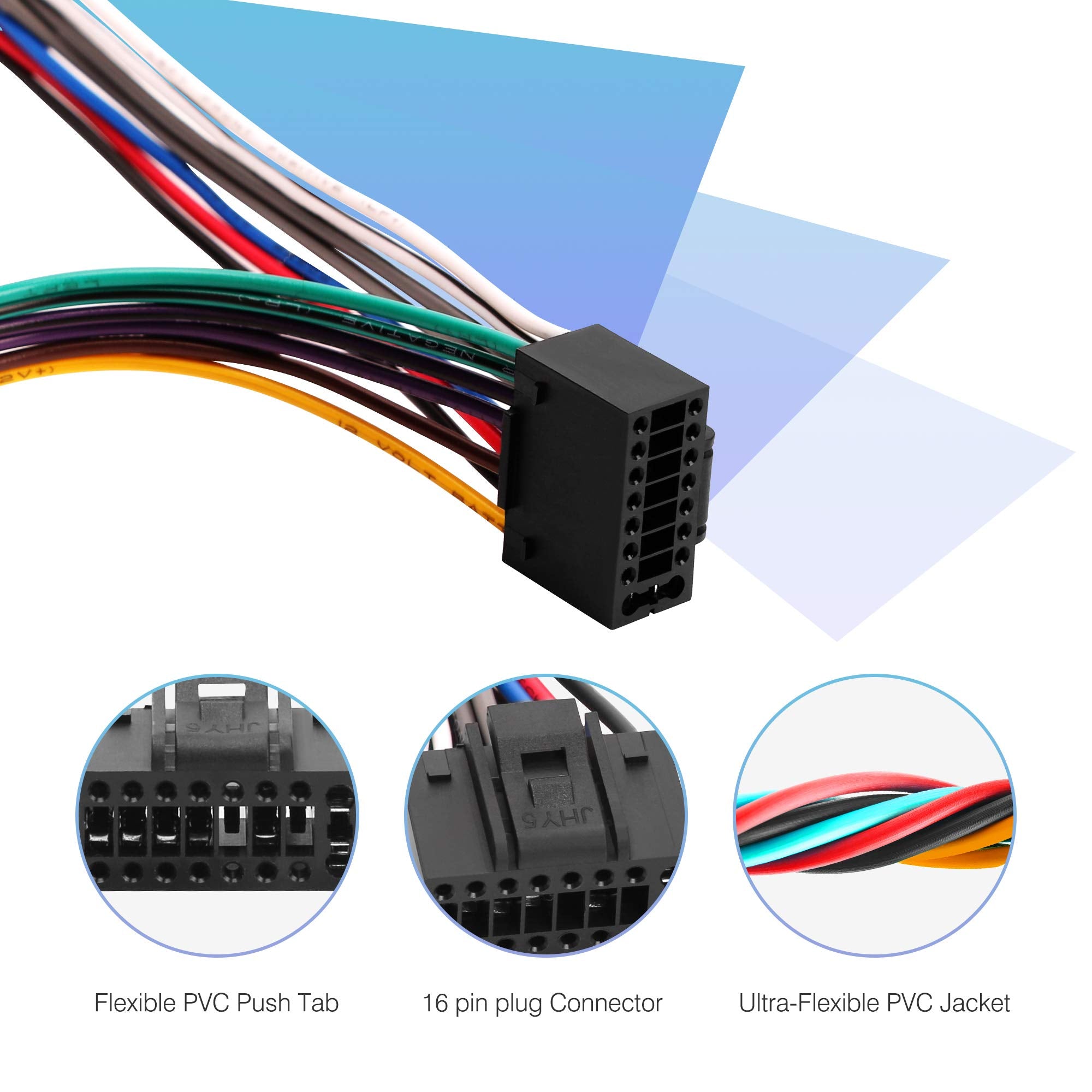 Rdbs 16 Pin Radio Stereo Wiring Harness Compatible With Kenwood Cd Dvd Navigation In Dash,Kenwood Car Stereo Wiring Harness,Xt91016