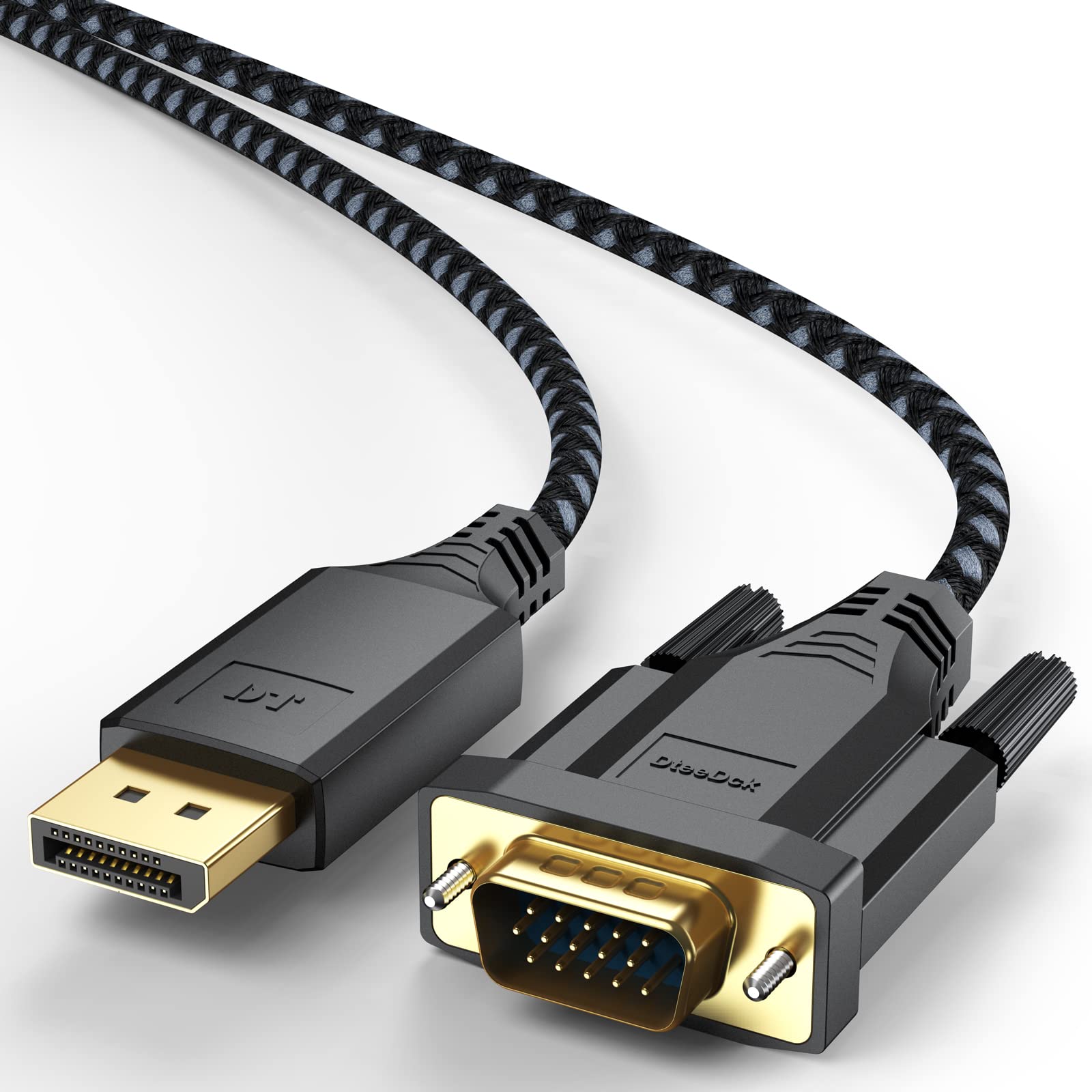 Dteedck Displayport To Vga Cable 6Ft 5 Pack, Display Port Dp To Vga Adapter Cable Converter Male To Male Braided Cord For Monito