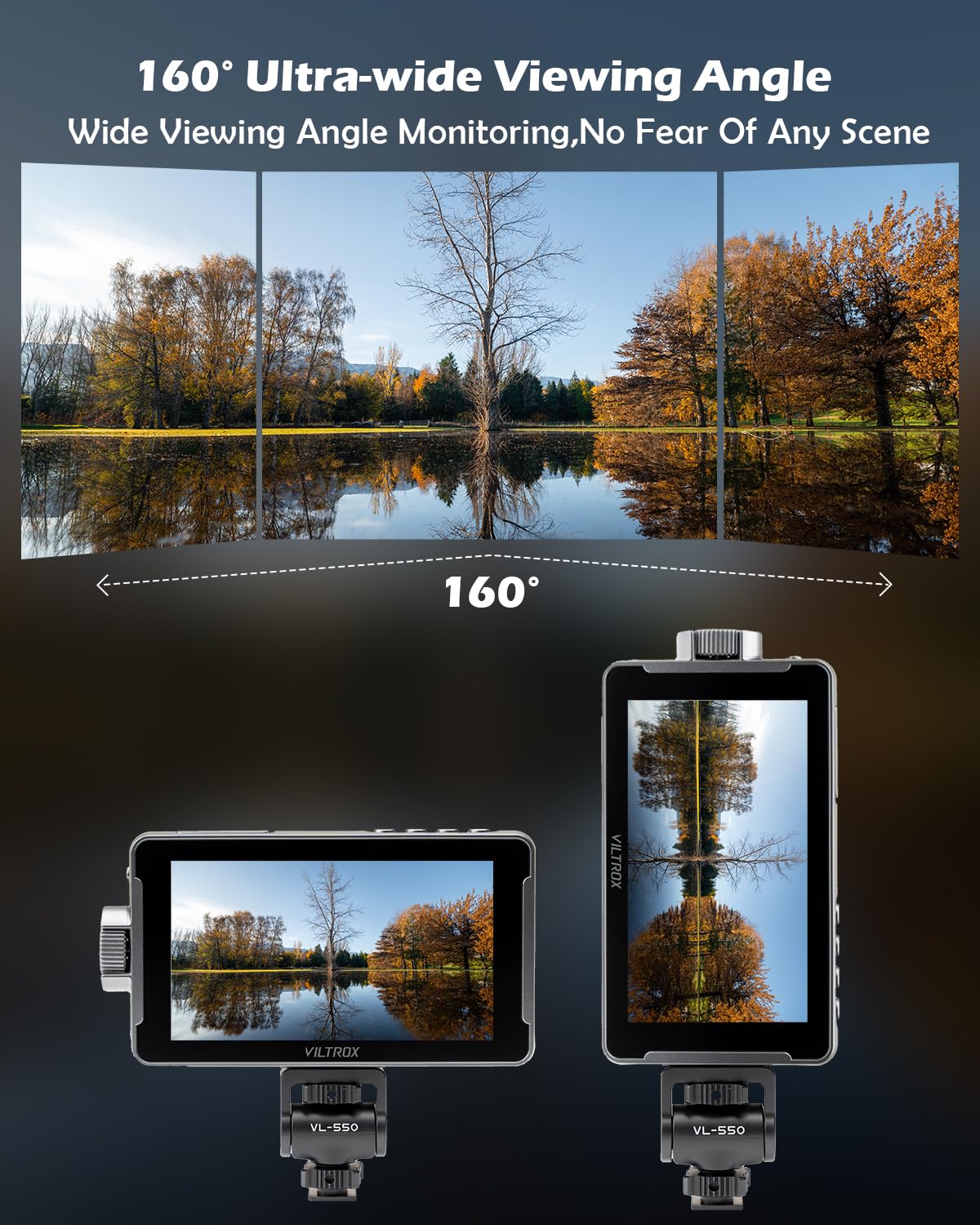 Viltrox Dc 550 Pro Touchscreen Camera Video Monitor, 5.5 Inch 1200Nits 4K Hdmi In/Out Video Field Monitor Kit With Battery   On