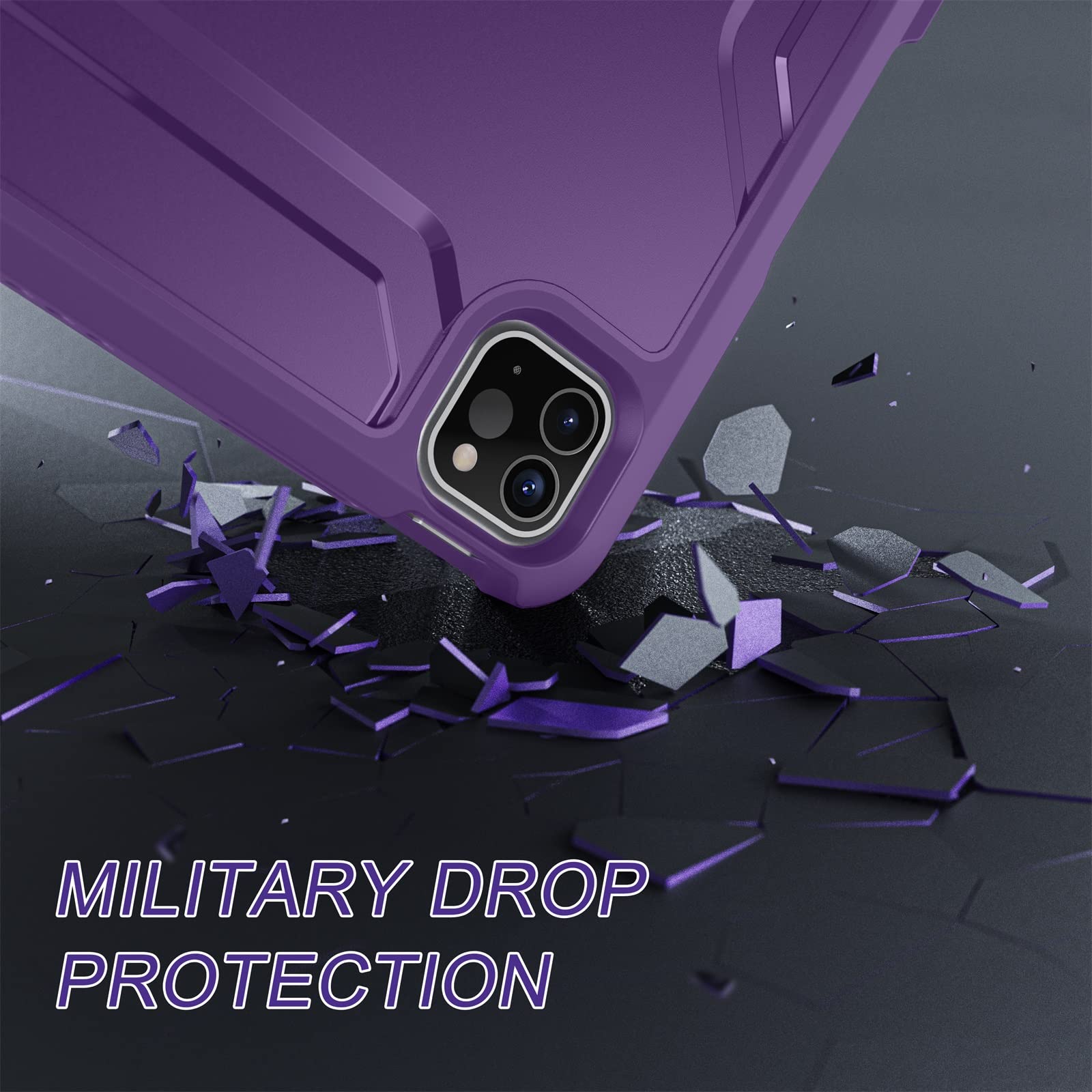 Soke Case For Ipad Pro 11 Inch 2022/2021/2020/2018/Ipad Air 5Th/4Th Generation,Built In Screen Protector   Support 2Nd Apple Pencil Charging   Heavy Duty Rugged Protective Kickstand Case   Purple