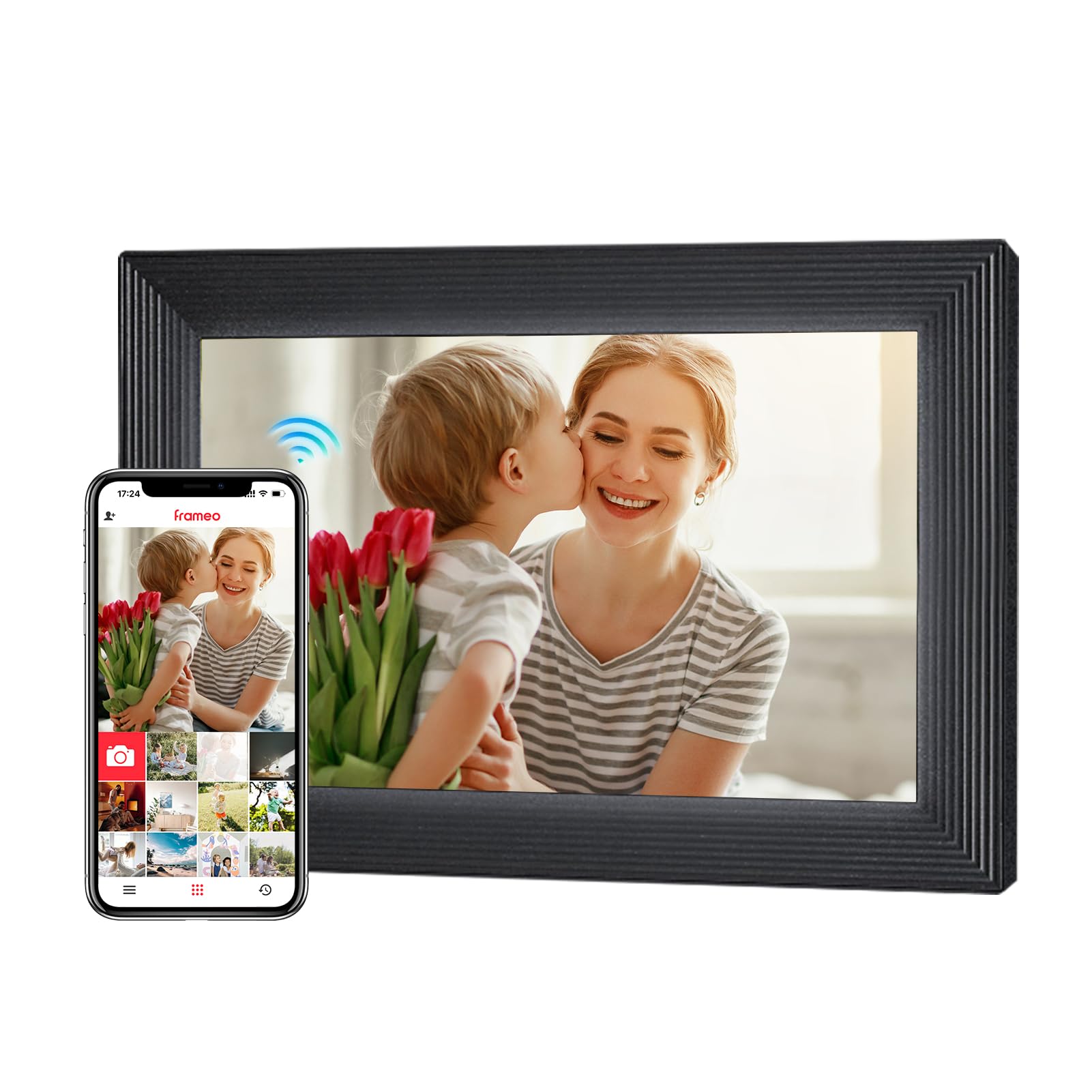 Moman Digital Picture Frame Wf11T, 10.1 Inch Wireless Hd Photo Frame 32Gb Memory Instantly Share Wall Mountable For Family Frien