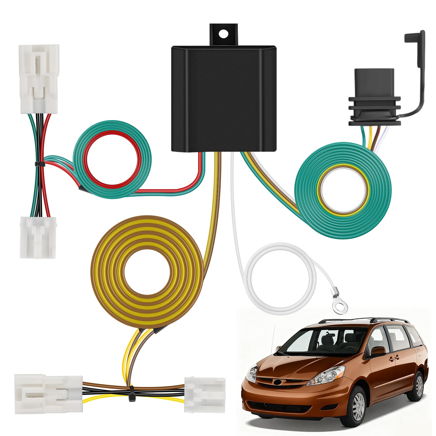 Nilight 4 Pin Trailer Wiring Harness Kit 55580 Vehicle Standard 4 Way Connector Custom for 2004 2005 2006 2007 2008 2009 2010 To