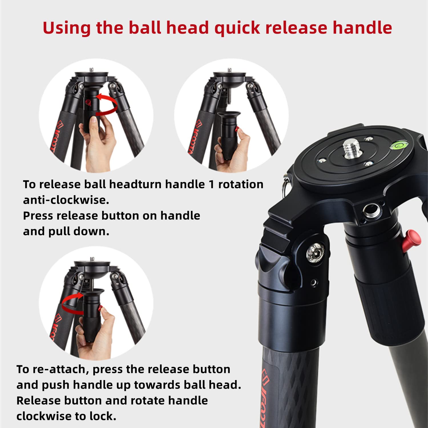 IFOOTAGE Gazelle TC9 Carbon Fiber Camera Tripod 3 Sections Quick Release 75mm Bowl 65 inch Black