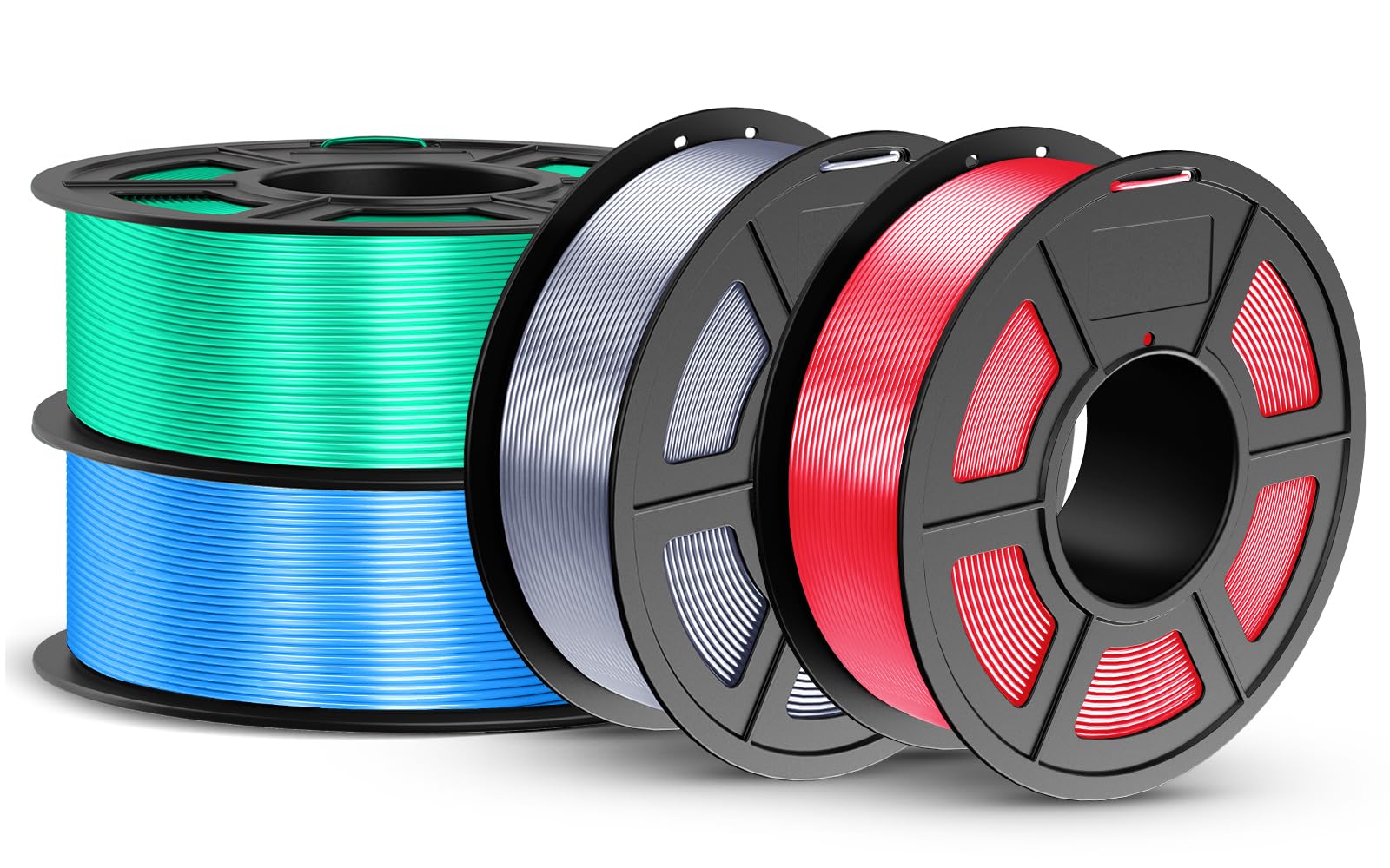 JAYO Silk PLA Filament Bundle 1.75mm 4.4KG, 4 Colors Metal-Like Shiny 3D Printer Filaments Dimensional Accuracy +/- 0.02mm, 4 Pa