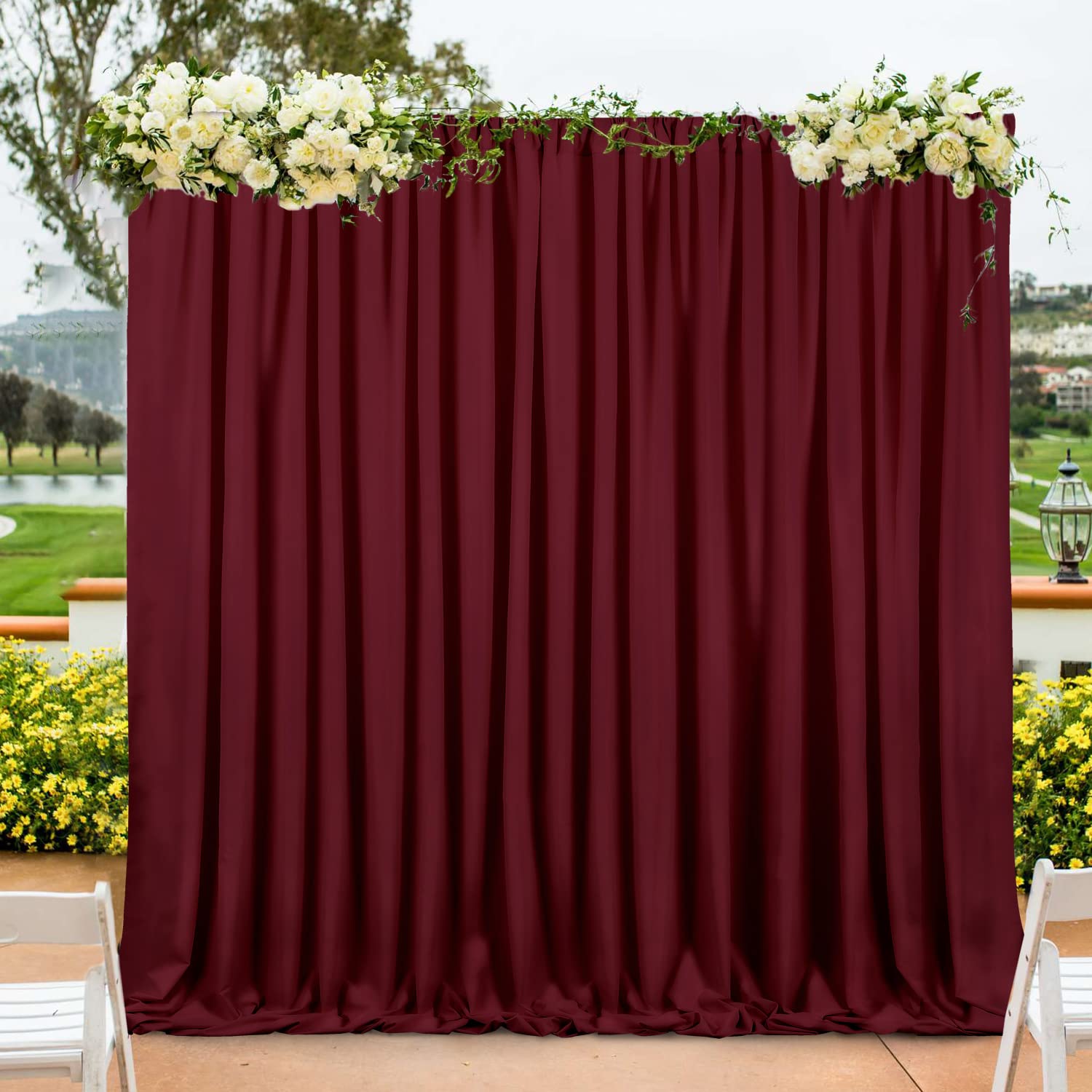 Mokohouse 10Ft X 8Ft Burgundy Backdrop For Parties Burgundy Backdrop Drape For Birthday Wedding 2 Panels 5Ft X 8Ft