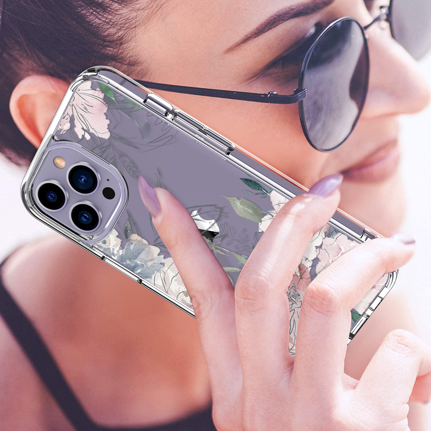 Luhouri For Iphone 15 Pro Case With Screen Protector   Crystal Clear Cover   Fashionable Pattern Design  Wireless Charging  Slim