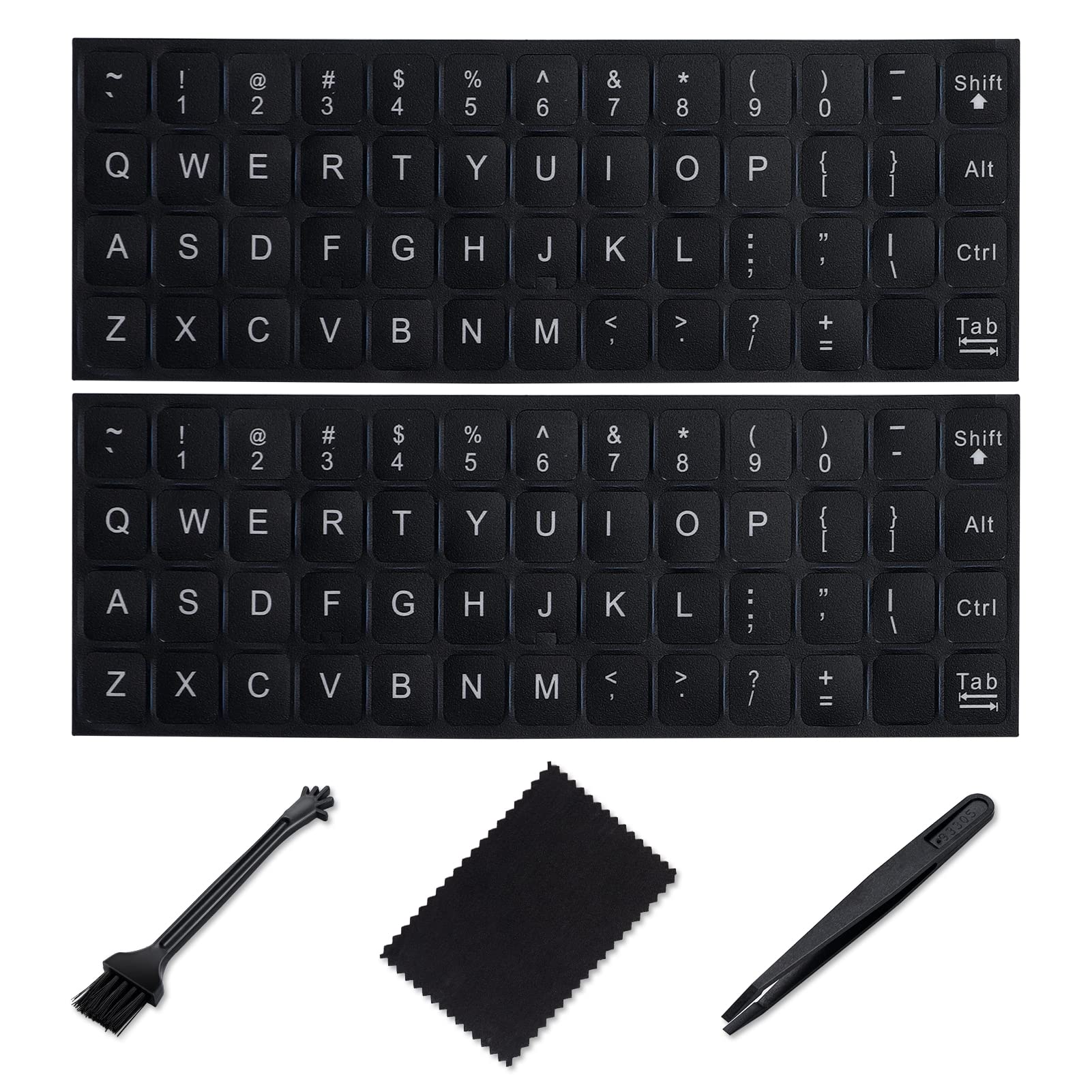 English Keyboard Stickers[5 In 1],Replacement English Keyboard Sticker With White Font On Black Background Universal For Laptop 