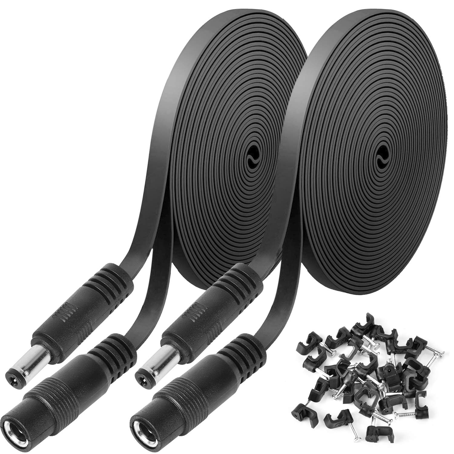 Uogw 2 Pack Dc Power Extension Cable, 20Ft 2.1Mm X 5.5Mm Extension Cord Compatible With 12V Dc Adapter Cord For Security Camera