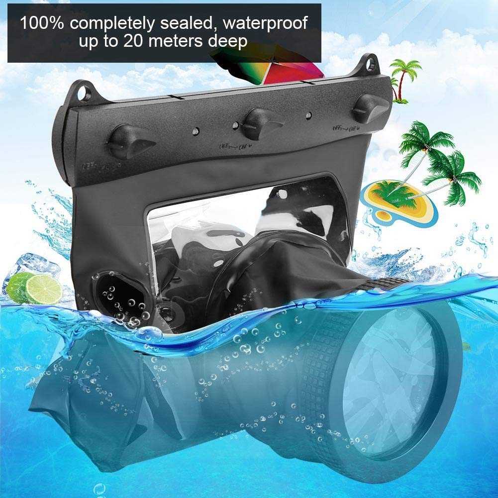 Universal Waterproof Dving Case Bag,20M Portable Underwater Photograpy Housing Cage For Canon Dslr Cameras Waterproof Dving Case(Black)