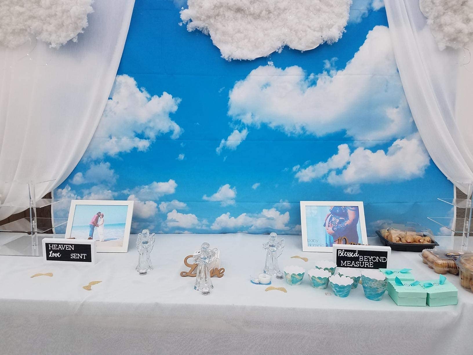 Gya 7X5Ft Blue Sky White Clouds Photo Background Sunshine Sky Clouds Theme Photography Backdrop Adventure Travel Booth Wedding P