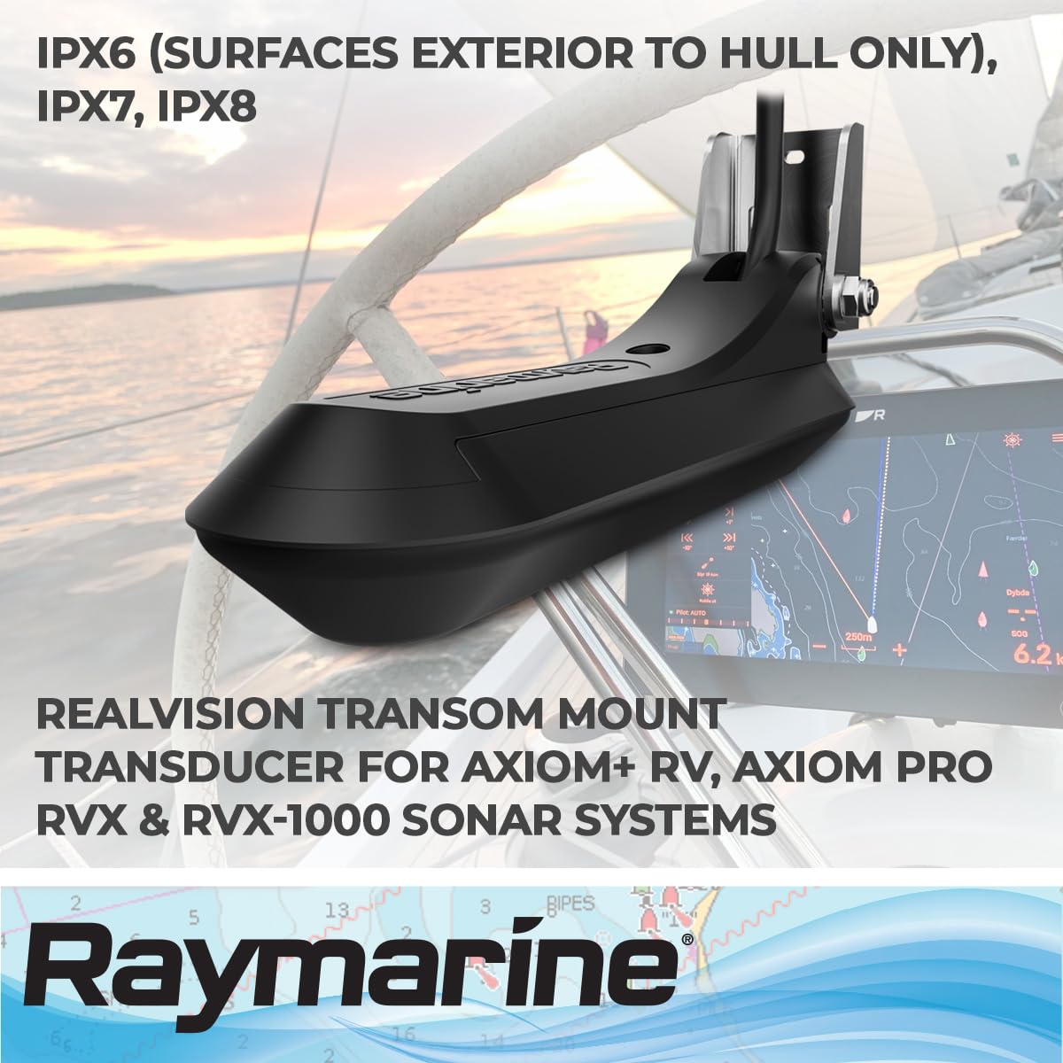 Raymarine Axiom Rv-100 Realvision 3D All-In-One Transom Mount Transducer, Black,WBEEAB0727X4FP4