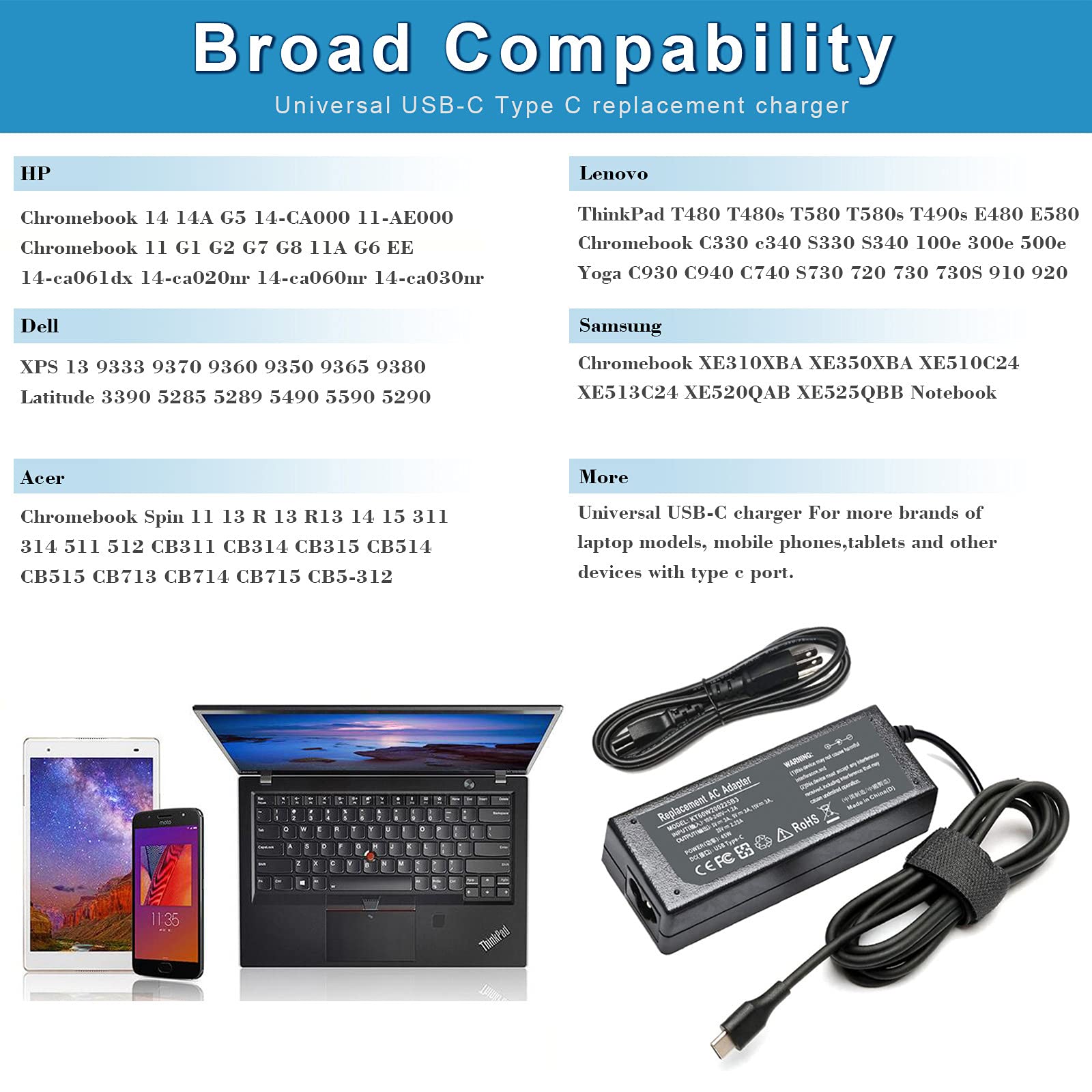 45W Usb C Charger For Hp Chromebook X360 14 14A G5 11 11A G8 G7 G6 G1 G2 Ee 14 Ca000 11 Ae000 14 Ca061Dx 14 Ca051Wm 14 Ca052Wm 14 Ca091Wm 14 Ca020Nr 14 Ca060Nr 14 Ca043Cl 11 Ae051Wm L43407 001