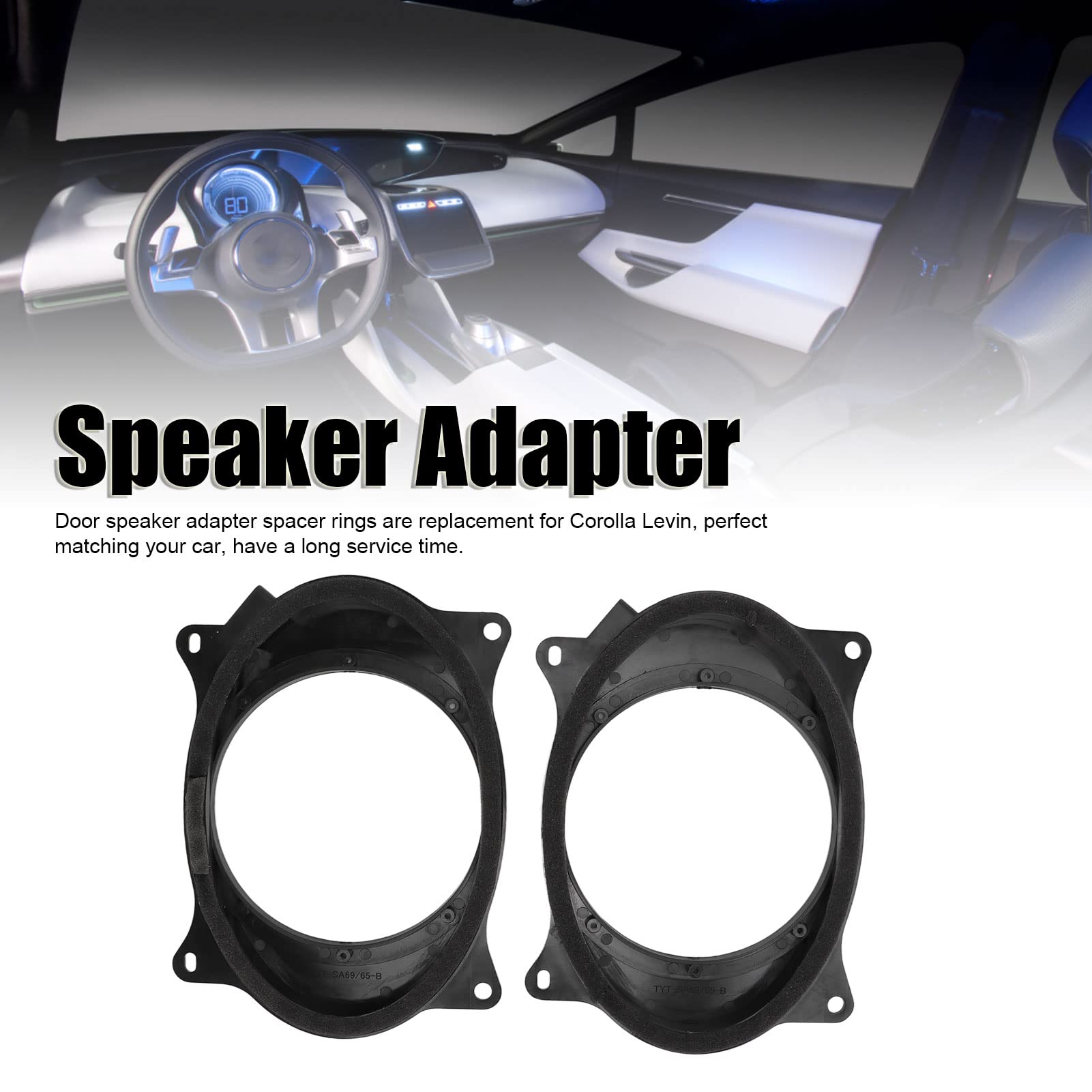 Akozon Speaker Adapter, 2Pcs 6.5Inch Car Speaker Adapter Bracket Speaker Adapter Spacer Rings Speaker Adapter Spacers Bracket Door Speaker Adapter Fit For (6X9)