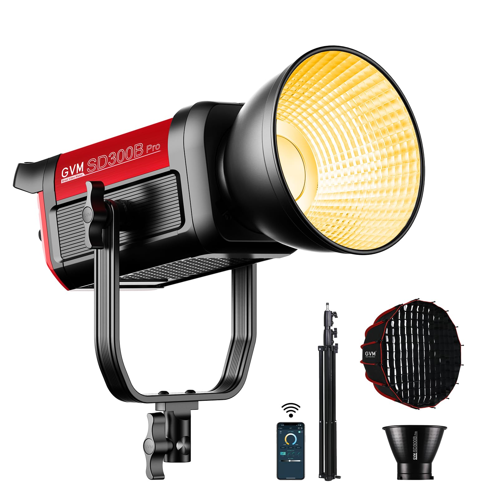 Gvm 300W Led Video Light Kit With Softbox, Cri97+ Photography Lighting For Video Recording With Bowens Mount, 65000Lux/M Studio