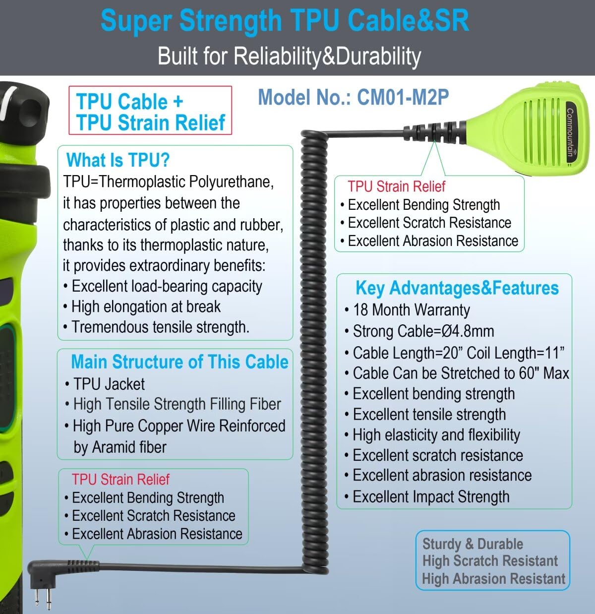 Commountain Speaker Mic For Motorola Radios And Walkie Talkies R2 Bpr40D Bpr40 Cp100D Cp200D Cp200 Cp185 Cls1410 Cls1110 Rdu4100