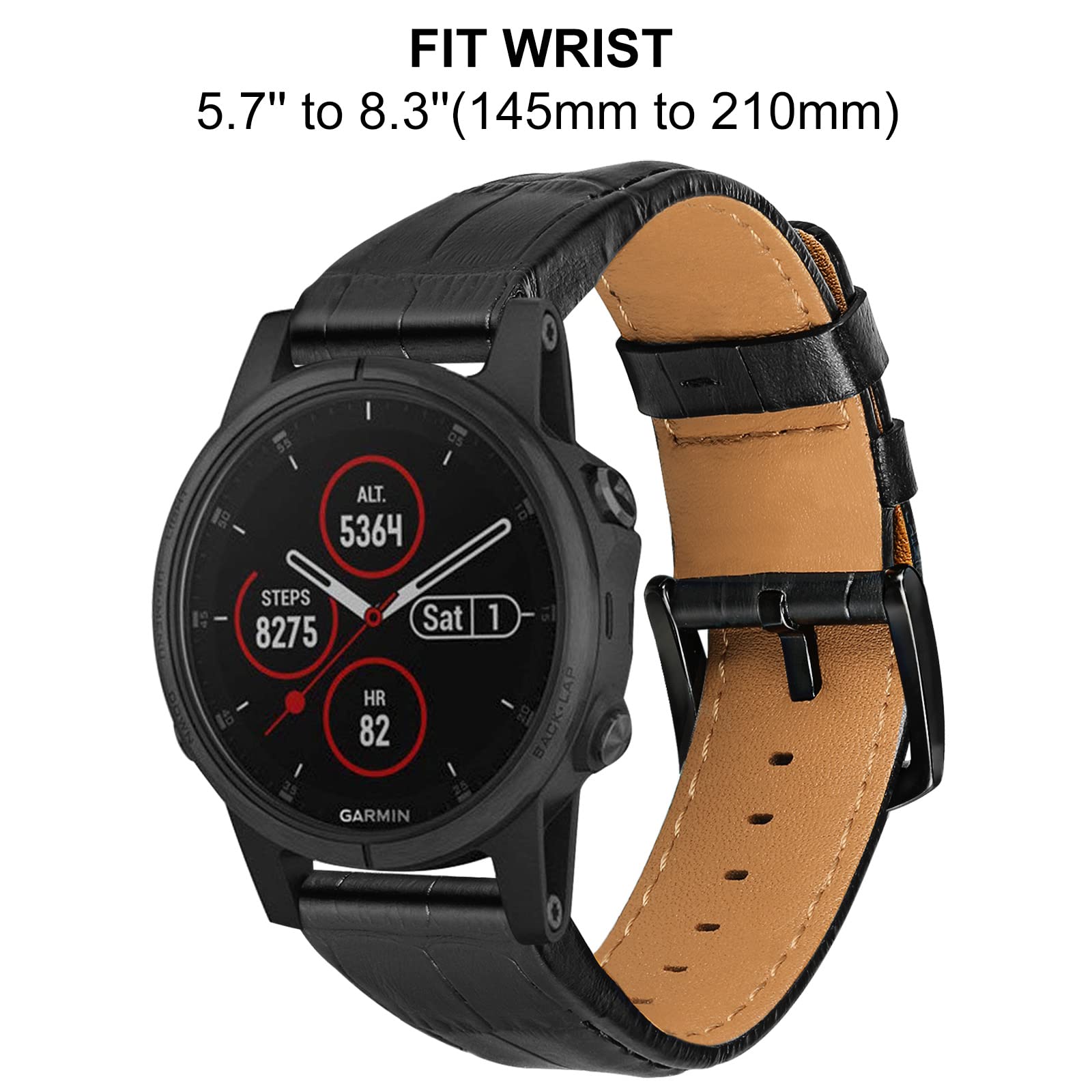 Trumirr Watch Band For Fenix 8 47Mm / E / 7/6 Pro / 5 Plus, 22Mm Quick Fit Watchband Leather Strap For Garmin Epix Pro 47Mm / In