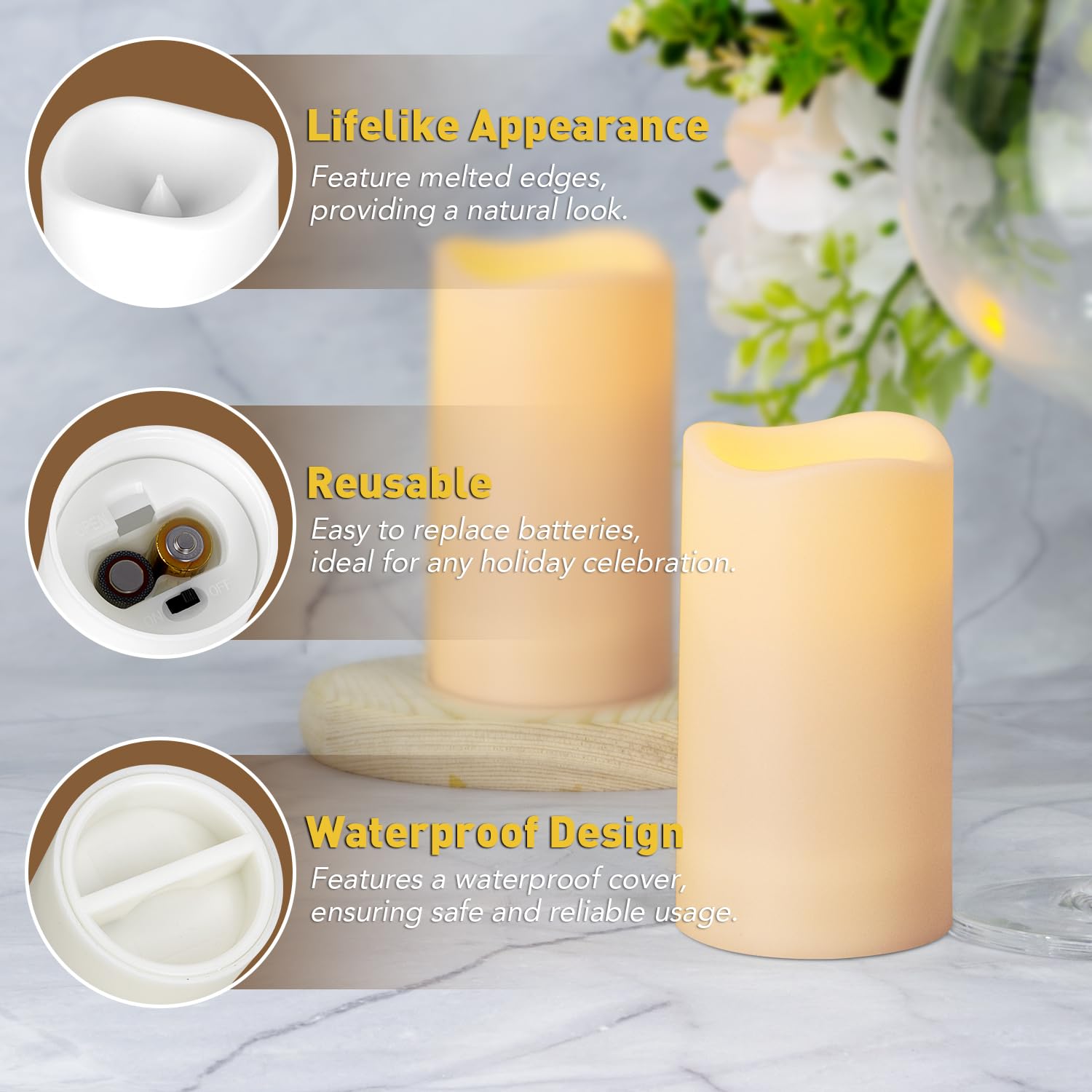Anjaylia Flameless Candles Led Candles Battery Operated Candles With Flickering Flame 4'' 5'' 6'' 7'' Pack Of 12, Remote Control