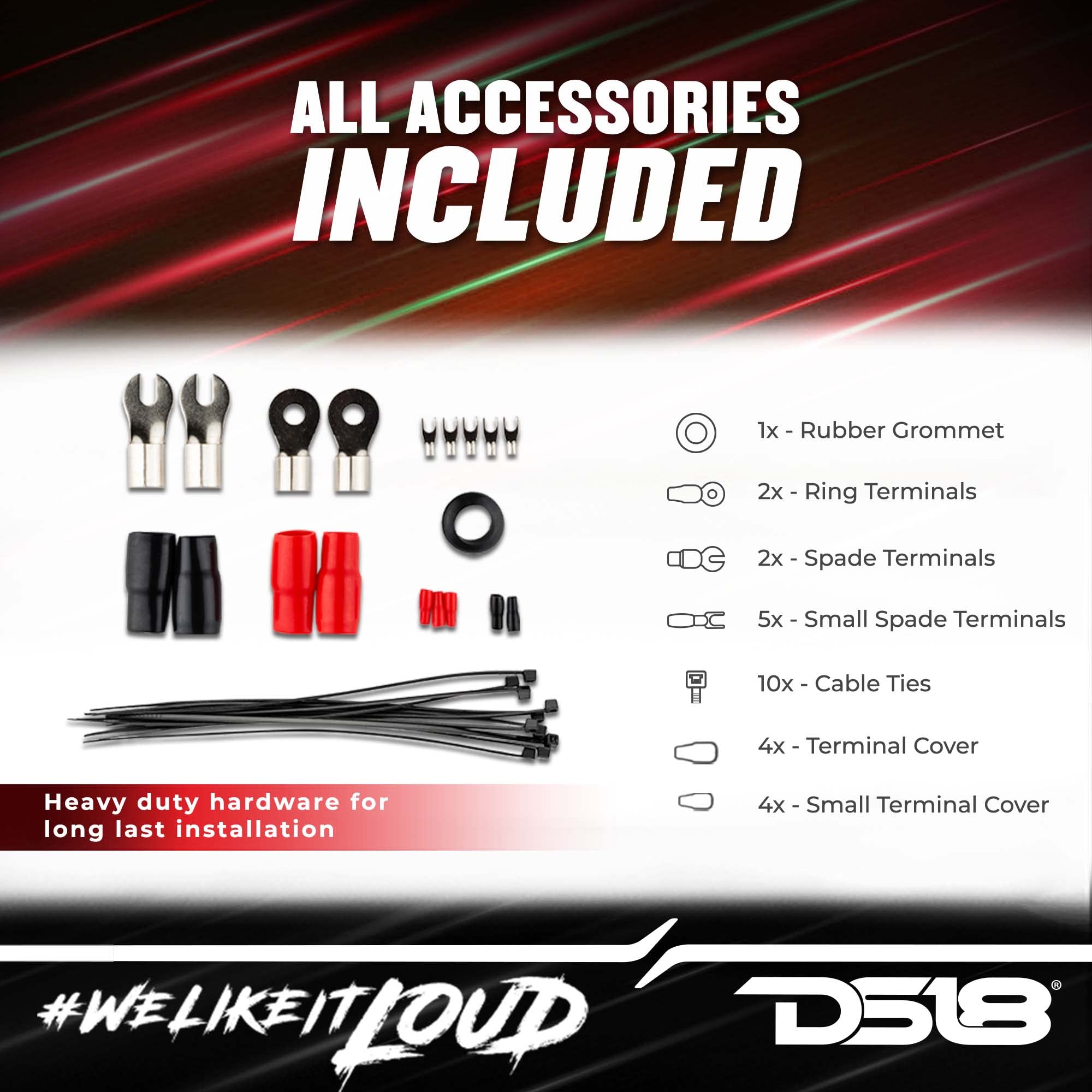 Ds18 Ampkit0 0 Gauge Cca Complete Amp Wiring Kit   Amplifier Install Wiring 1/0 Ga Amp Kit Pro Installation Cables Up To 3000 Wa