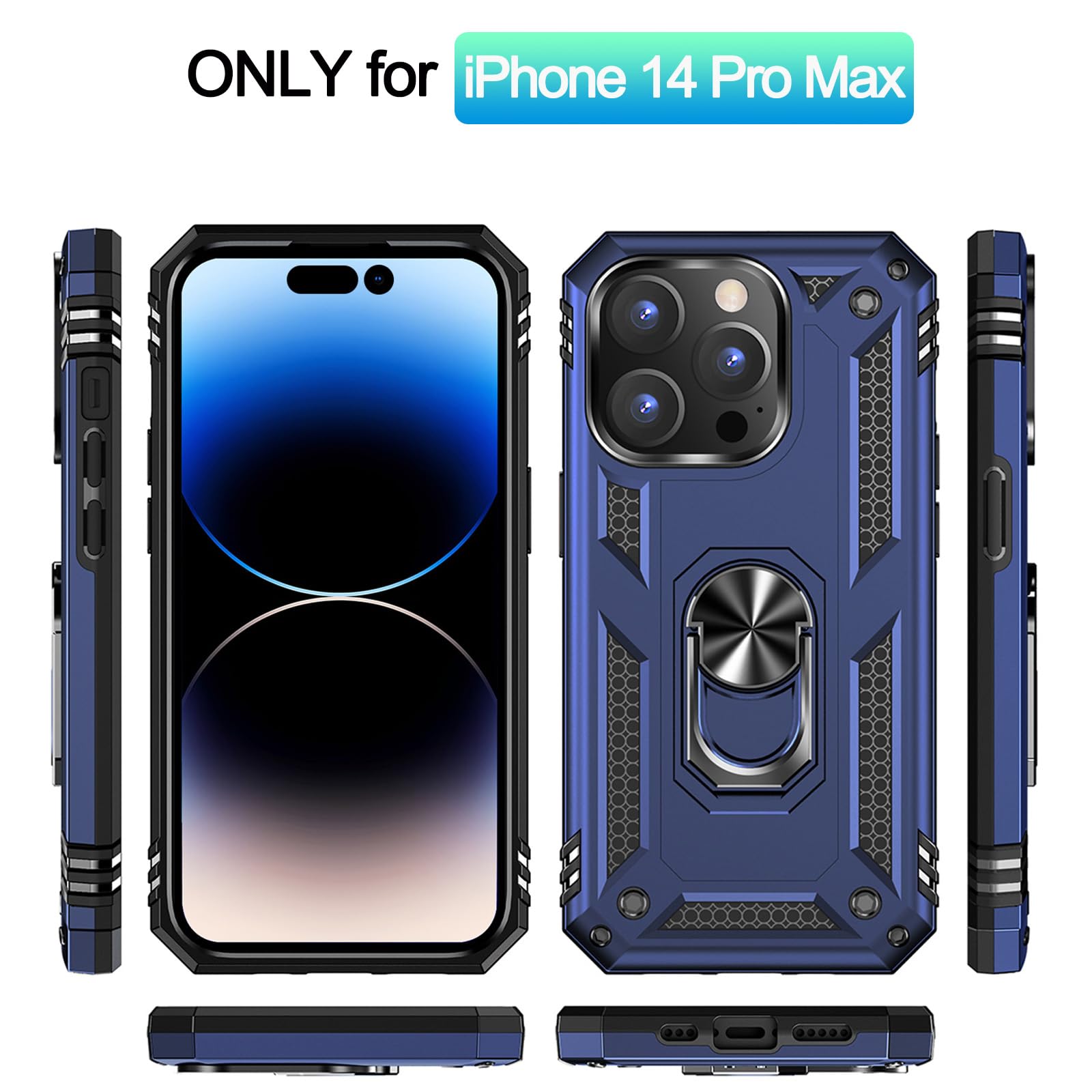 Addit Case For Iphone 14 Pro Max Phone Case Iphone 14 Pro Max Case, With Stand Ring, Support Magnet Car Mount, Military Grade, H