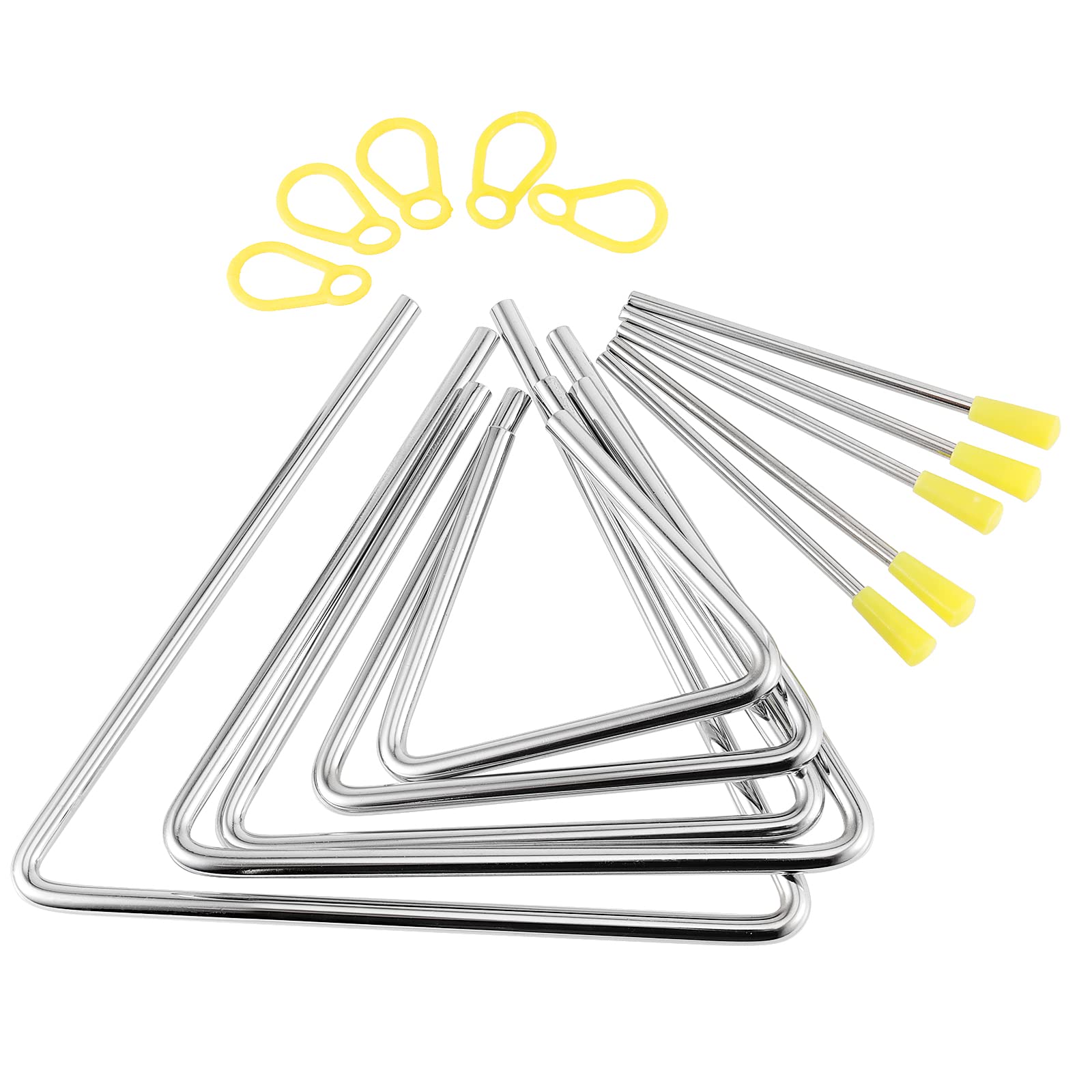 Mukchap 6 Pack Musical Triangle Instrument Set, 4, 5, 6, 7, 8, 9 Inch Musical Triangle With Striker, Musical Steel Triangle Perc