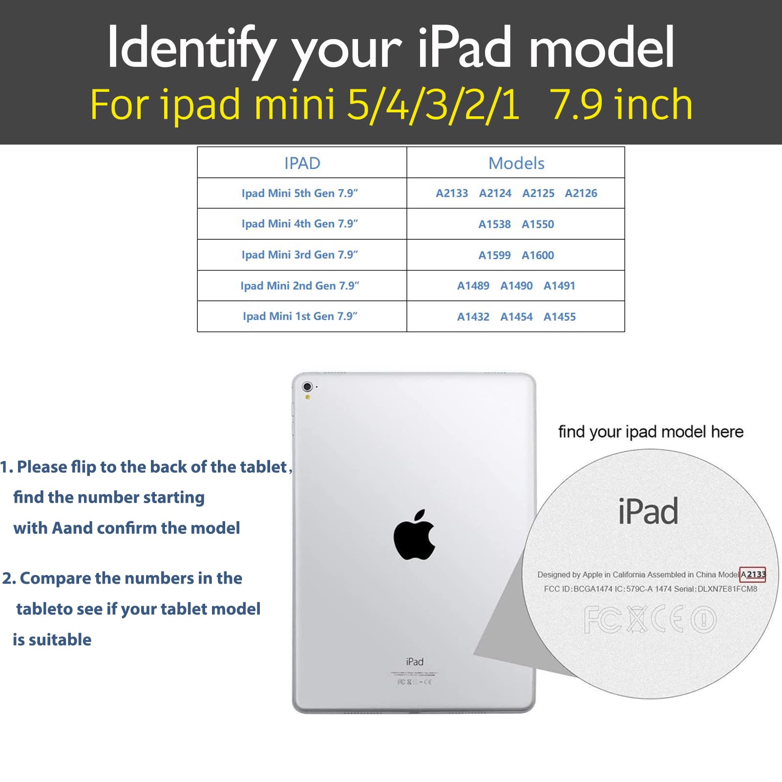 Gexmil Case For Ipad Mini 7.9 Inch,5Th/4Th/3Rd/2Nd/1St Generation(2019/2015/2014/2013/2012) Genuine Leather Cover Anti Slip,Cowh