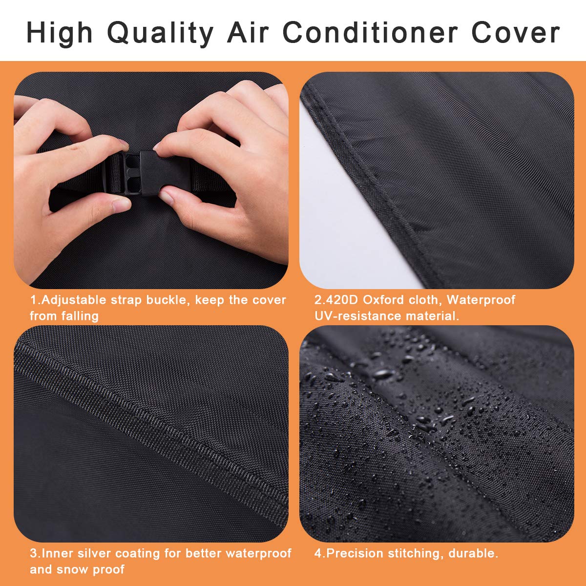 Window Air Conditioner Cover Outdoor, Luxiv Outside Window Ac Unit Cover Black Dust Proof Waterproof Ac Cover Outdoor Window Ac
