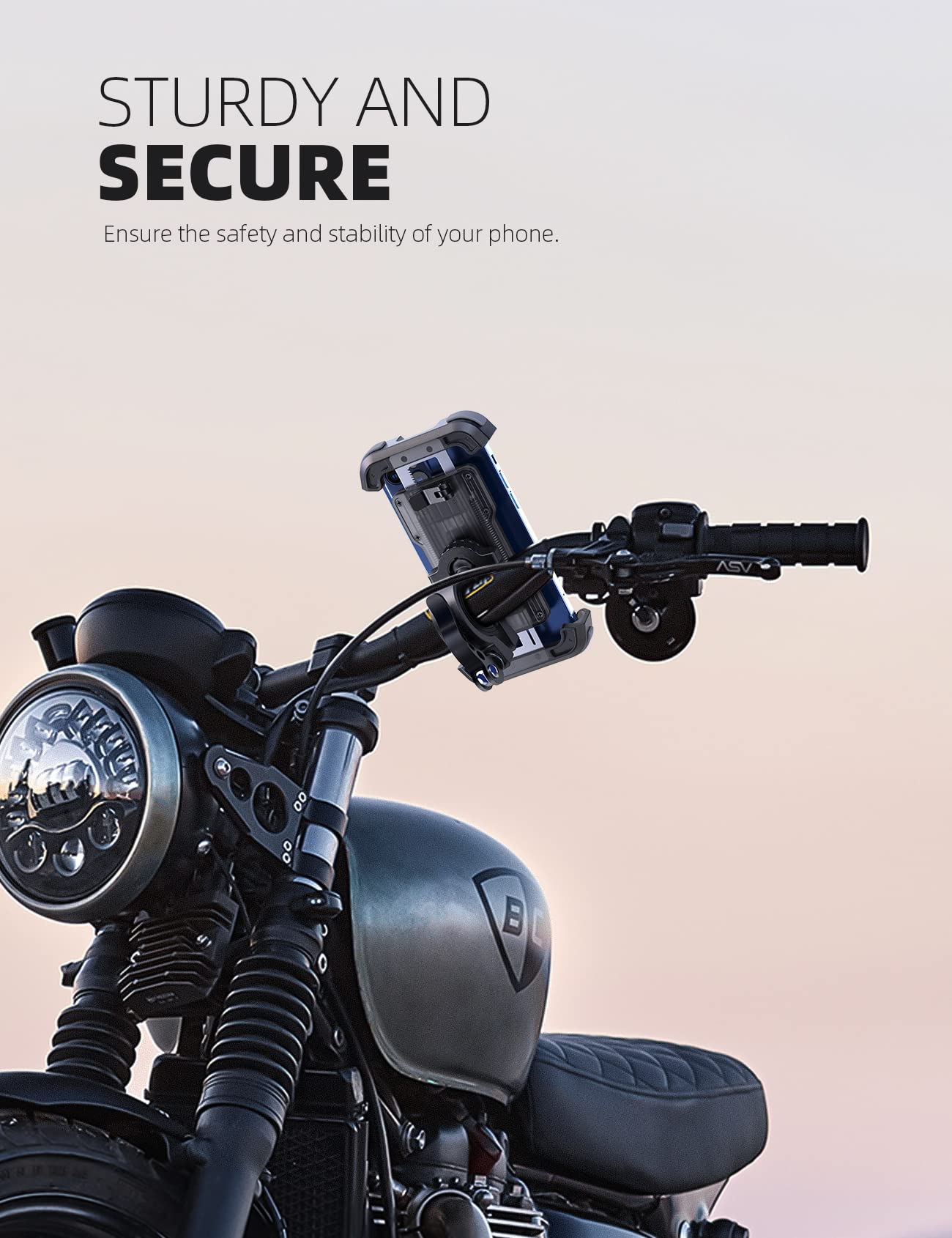 Lamicall Motorcycle Phone Mount, Bike Phone Holder   Upgrade Cell Phone Bike Holder, Bicycle Scooter Handlebar Phone Cradle Clip