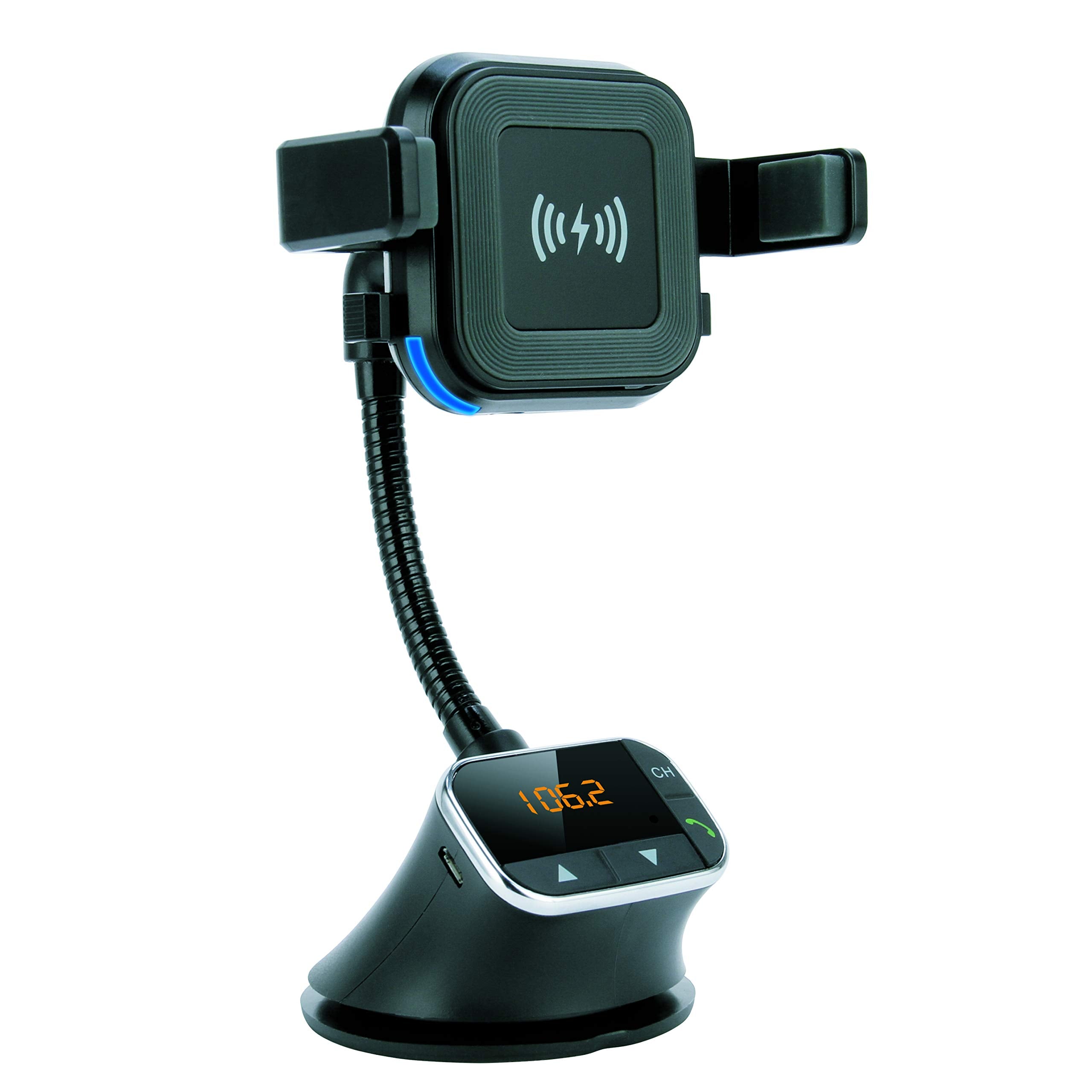 SuperSonic - Wireless Charging Mount with Bluetooth Handsfree Car Kit, Fm Transmitters - Black (IQ-270QI)