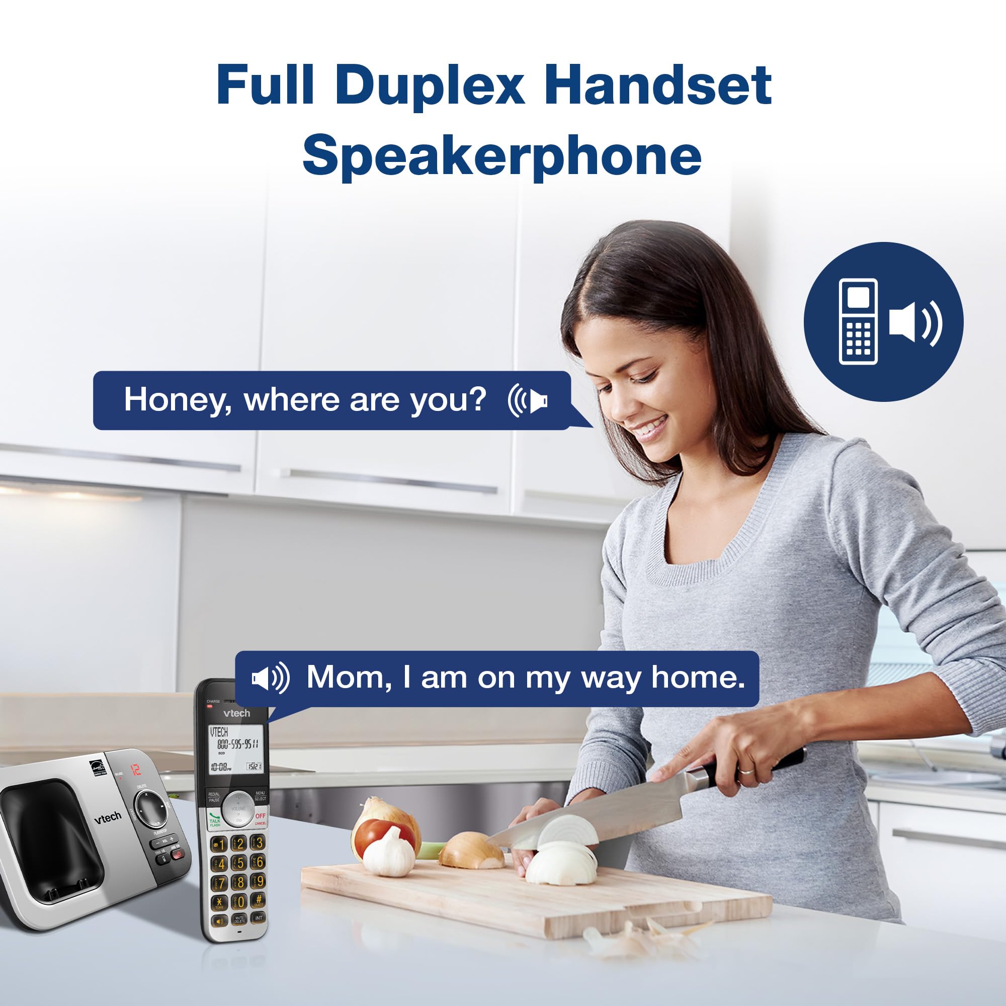 Vtech Vg232 2 Cordless Phone With Answering Machine  With 2 Handsets Large Display And Big Buttons Full Duplex Speakerphone Call