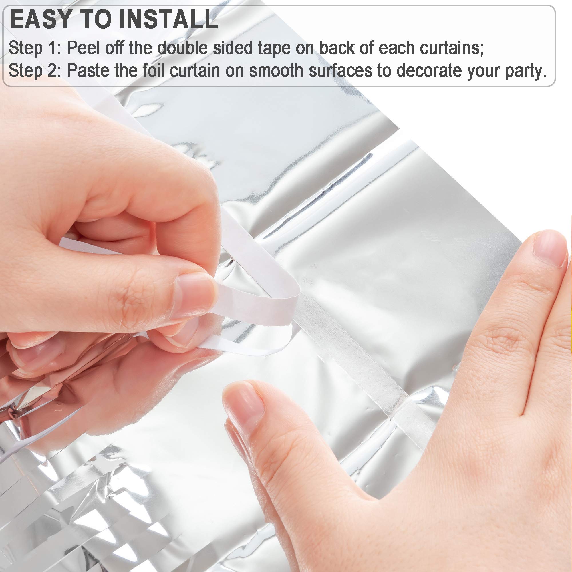 Silver Streamers Metallic Party Backdrop   Greatril Foil Fringe Tinsel Curtain For Birthdays/Prom/New Years/Graduations/Photo Bo