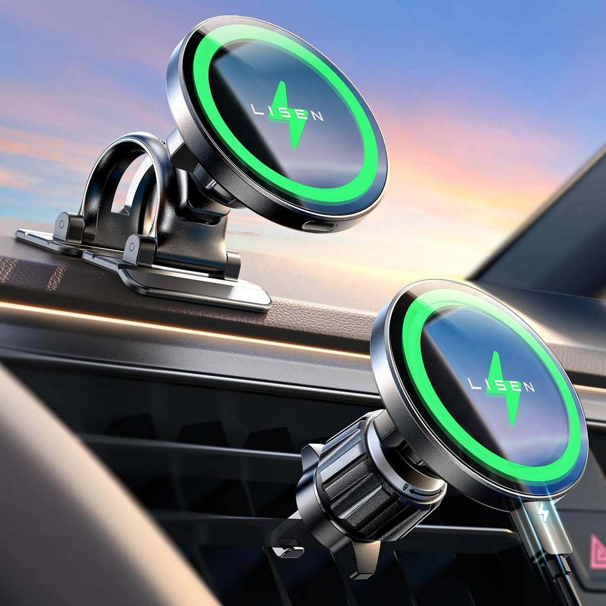 Lisen For 15W Magsafe Car Mount Charger,Magnetic Wireless Car Charger For Iphone 16 Pro Max Accessories,Magnetic Phone Holder Fo