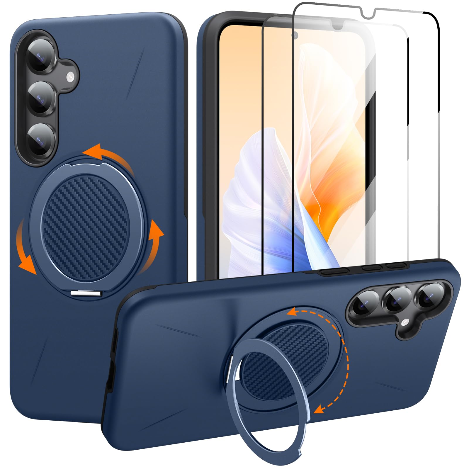 Imuruktek for Samsung S25 Plus Case/S24 Plus Case with 2X Screen Protectors, Invisible Stand, Strong Magnetic Case for S24 Plus,