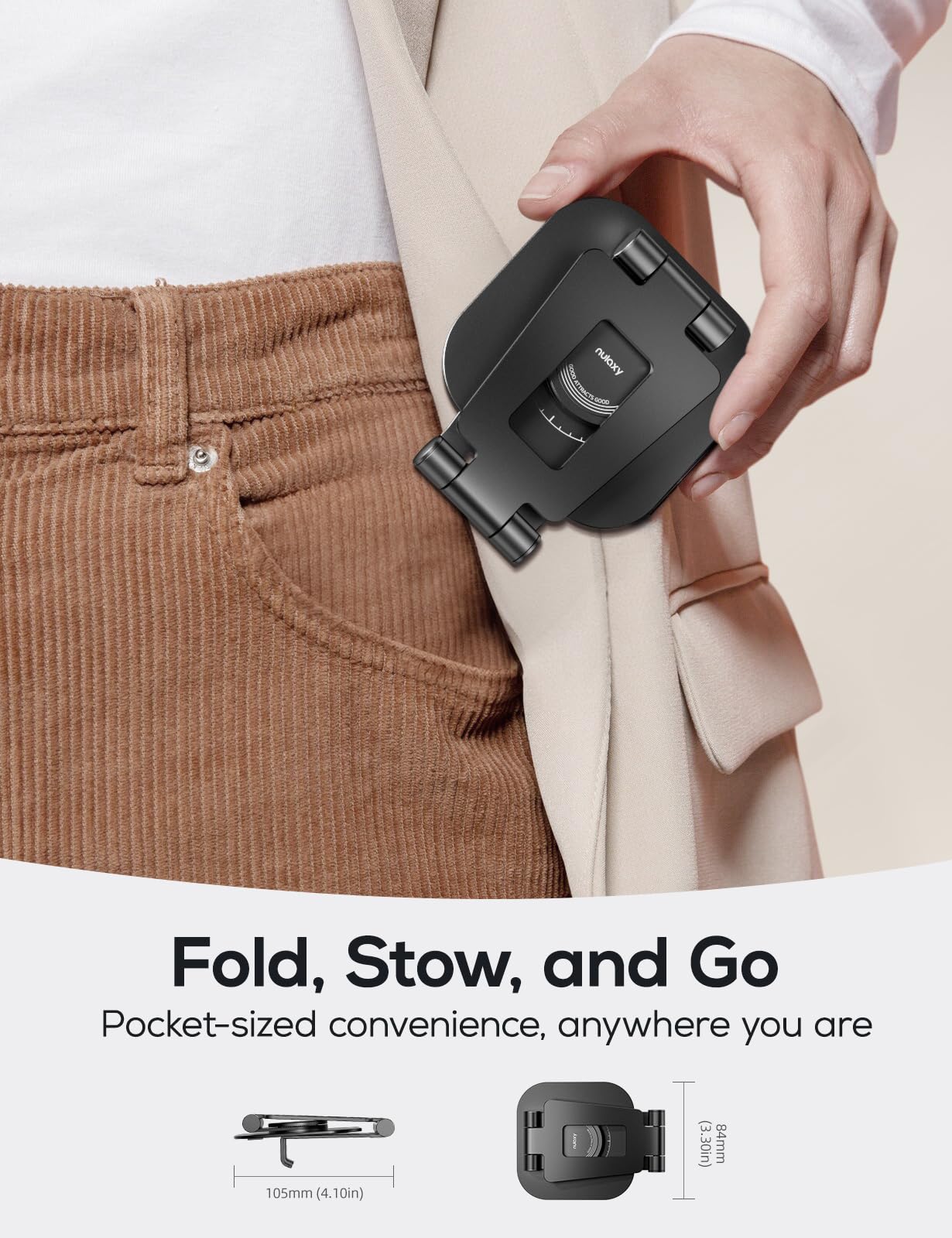 Nulaxy 360 Rotating Cell Phone Stand, Fully Adjustable Foldable Desktop Phone Holder Cradle Dock, Thick Case Friendly, Compatibl