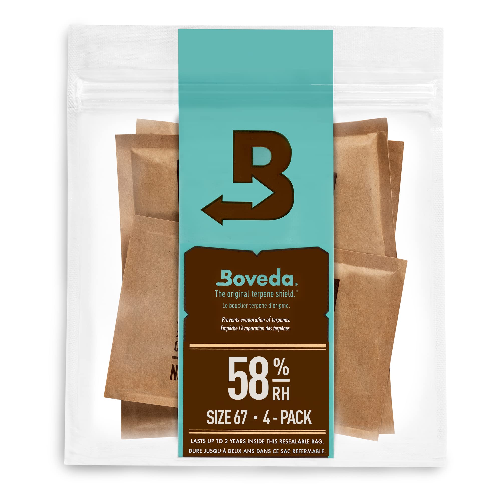 Boveda 58% Two Way Humidity Control Packs For Storing 1 Lb   Size 67   4 Pack   Moisture Absorbers For Storage Containers   Humi