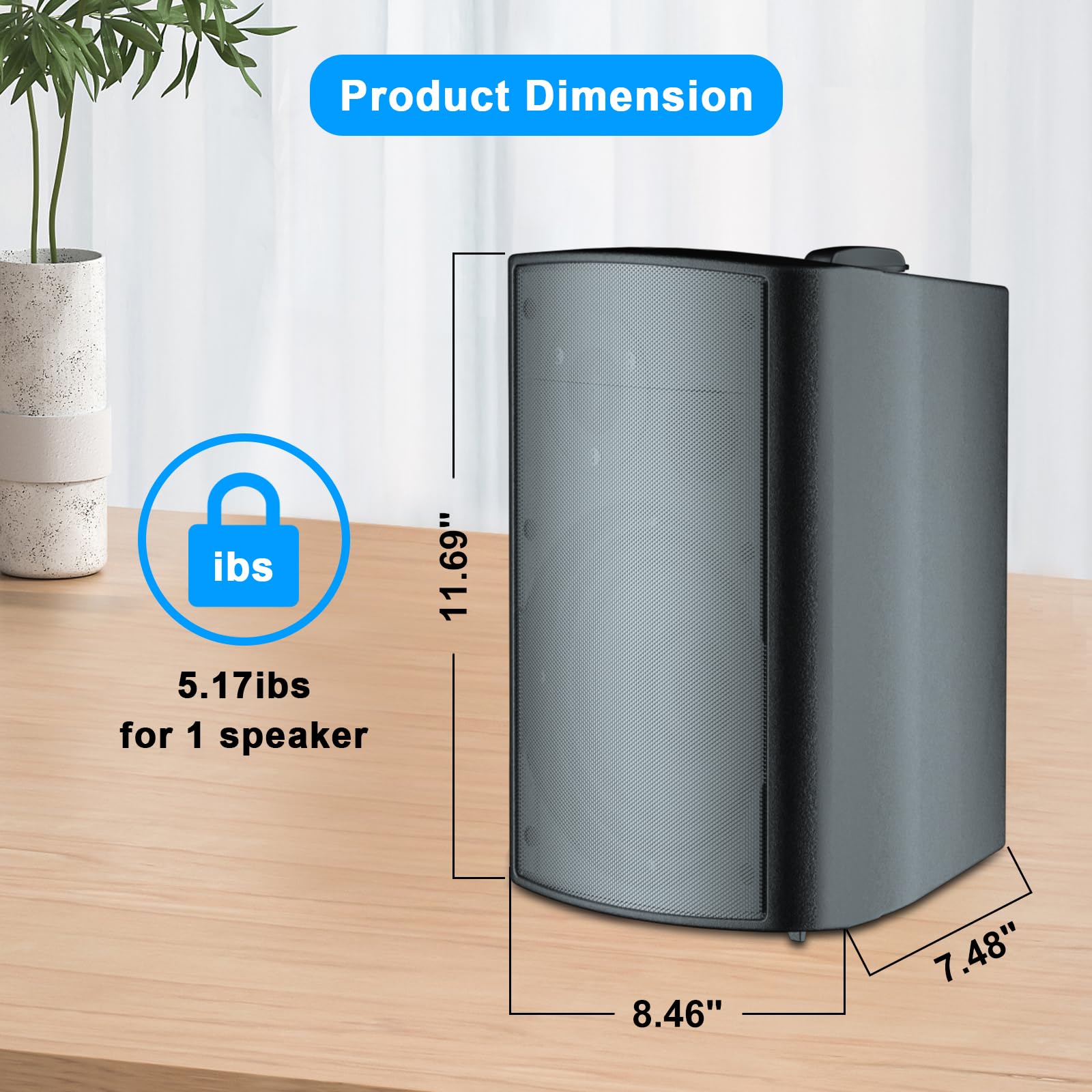 Studiofinix 800W 6.5 Inch Outdoor Bluetooth Speakers Waterproof Wired With Multifunctional Amplifier Wall Mount Weatherproof Lou